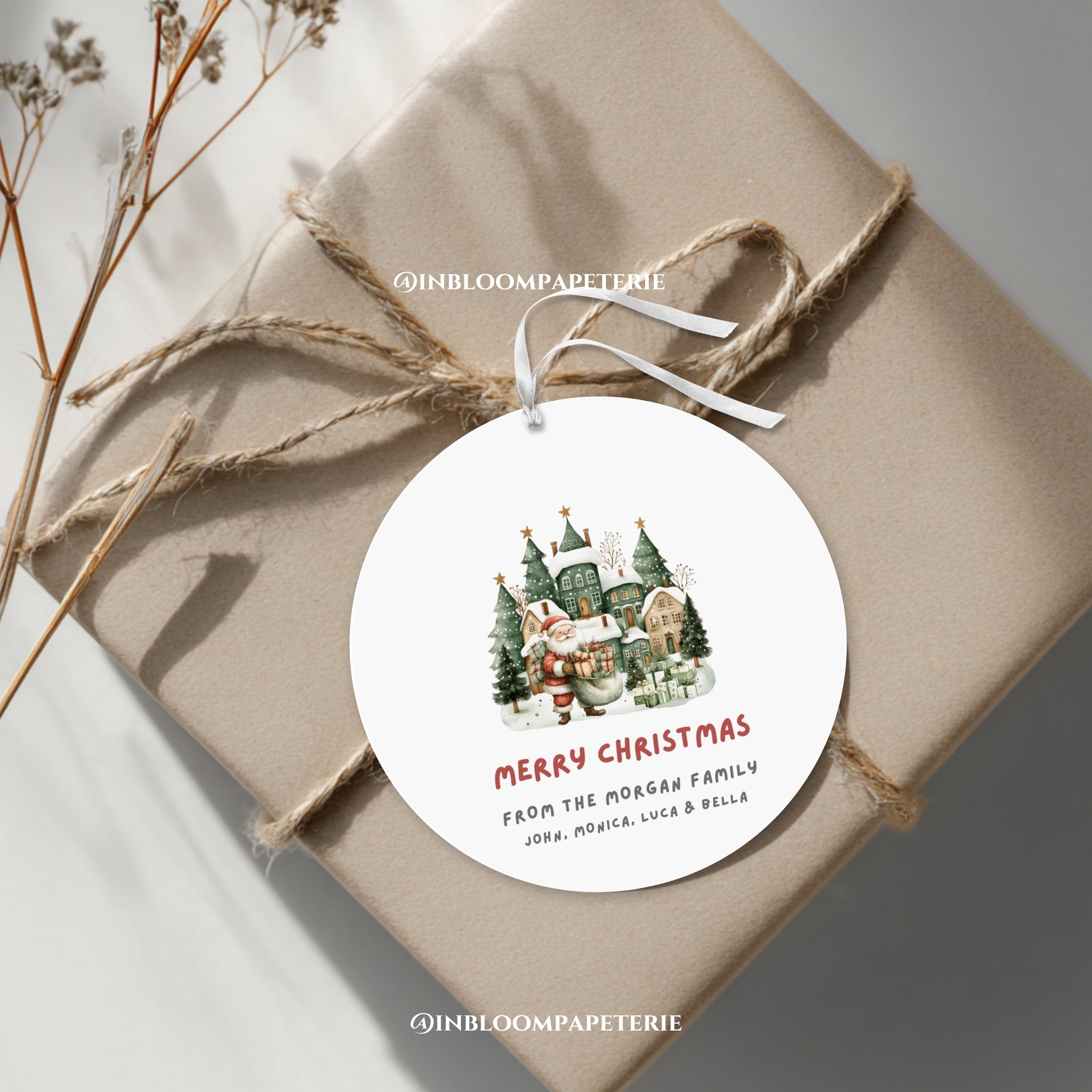 Christmas Favor Round Tag Template