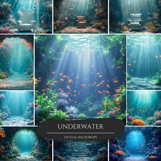 Underwater Fantasy Digital Backdrops for Composite Photography