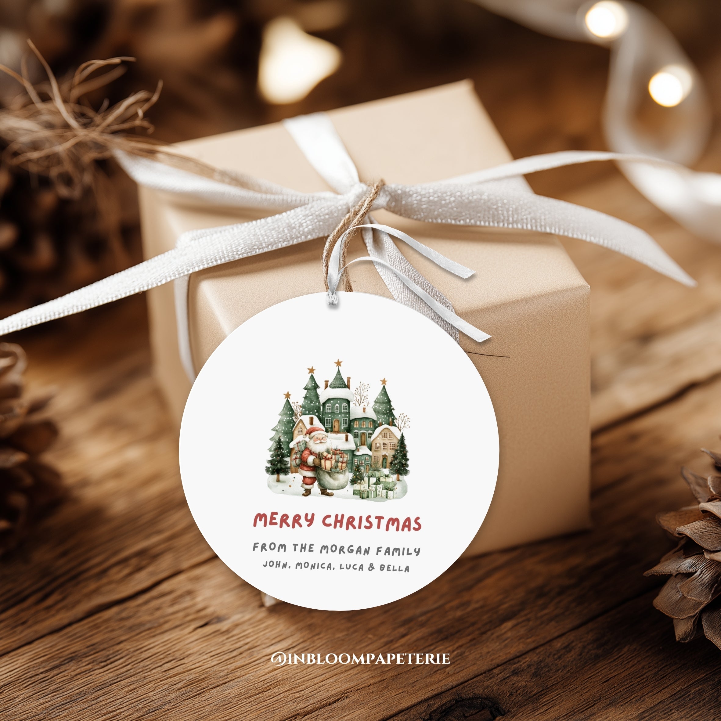 Christmas Favor Round Tag Template