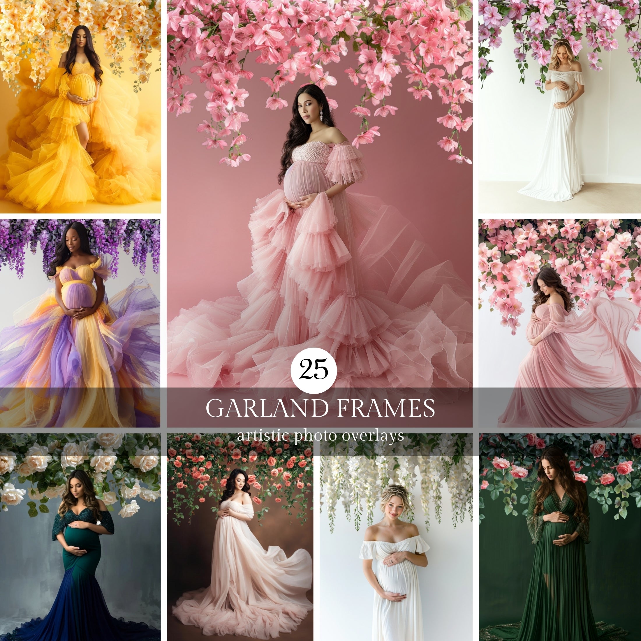 Spring Floral Garland Photo Overlays