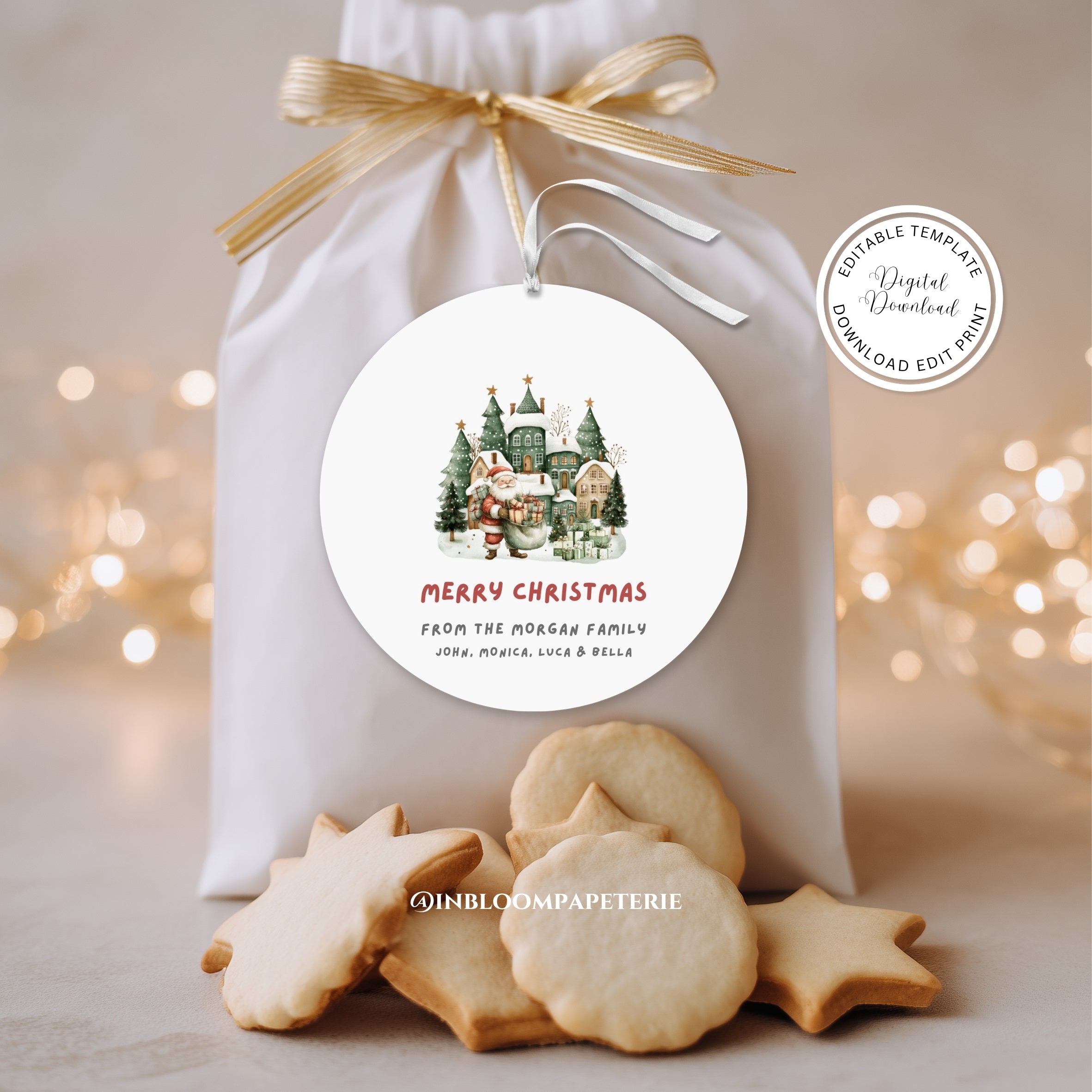 Christmas Favor Round Tag Template