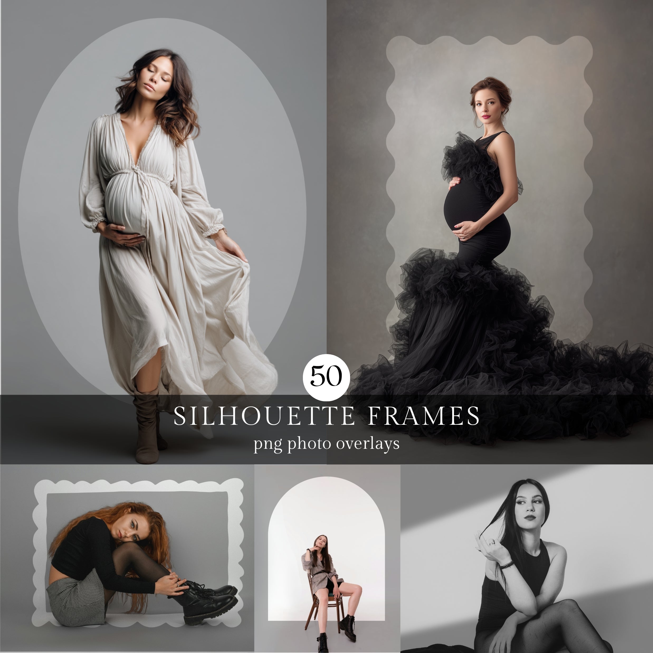50 Silhouette Frame PNG Photo Overlays