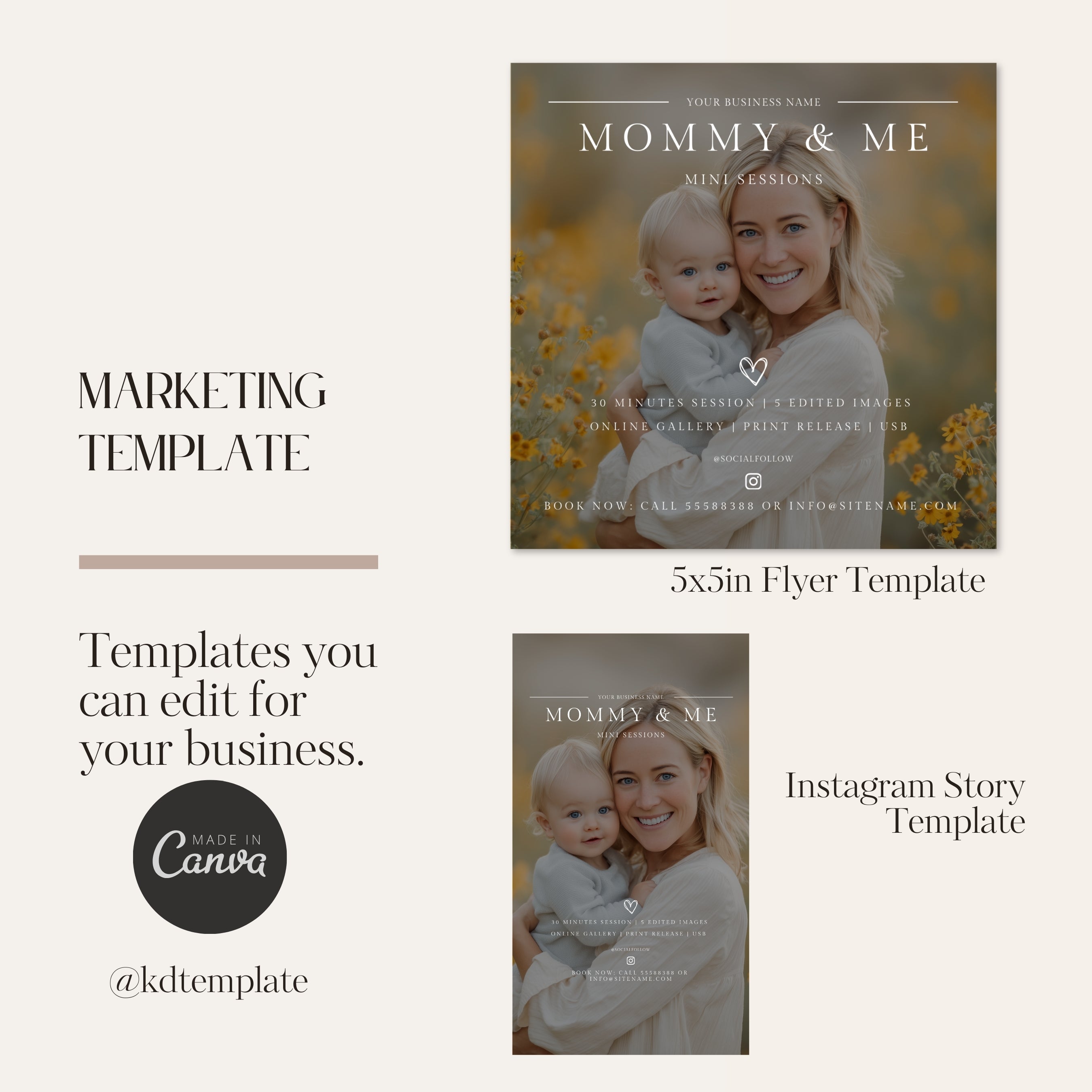 Mothers Day Mini Sessions Photography Editable Marketing Board Template