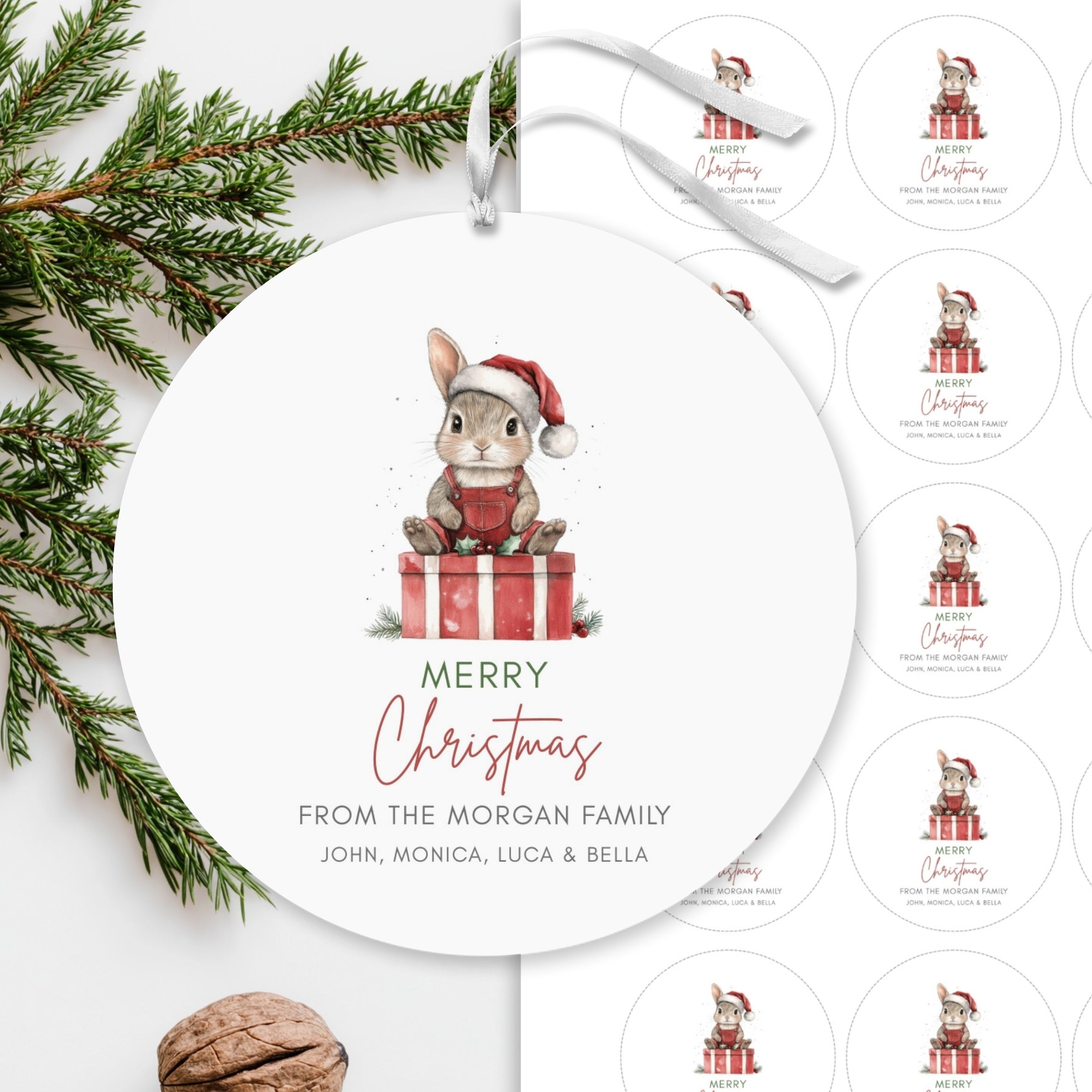 Christmas Favor Round Tag Template