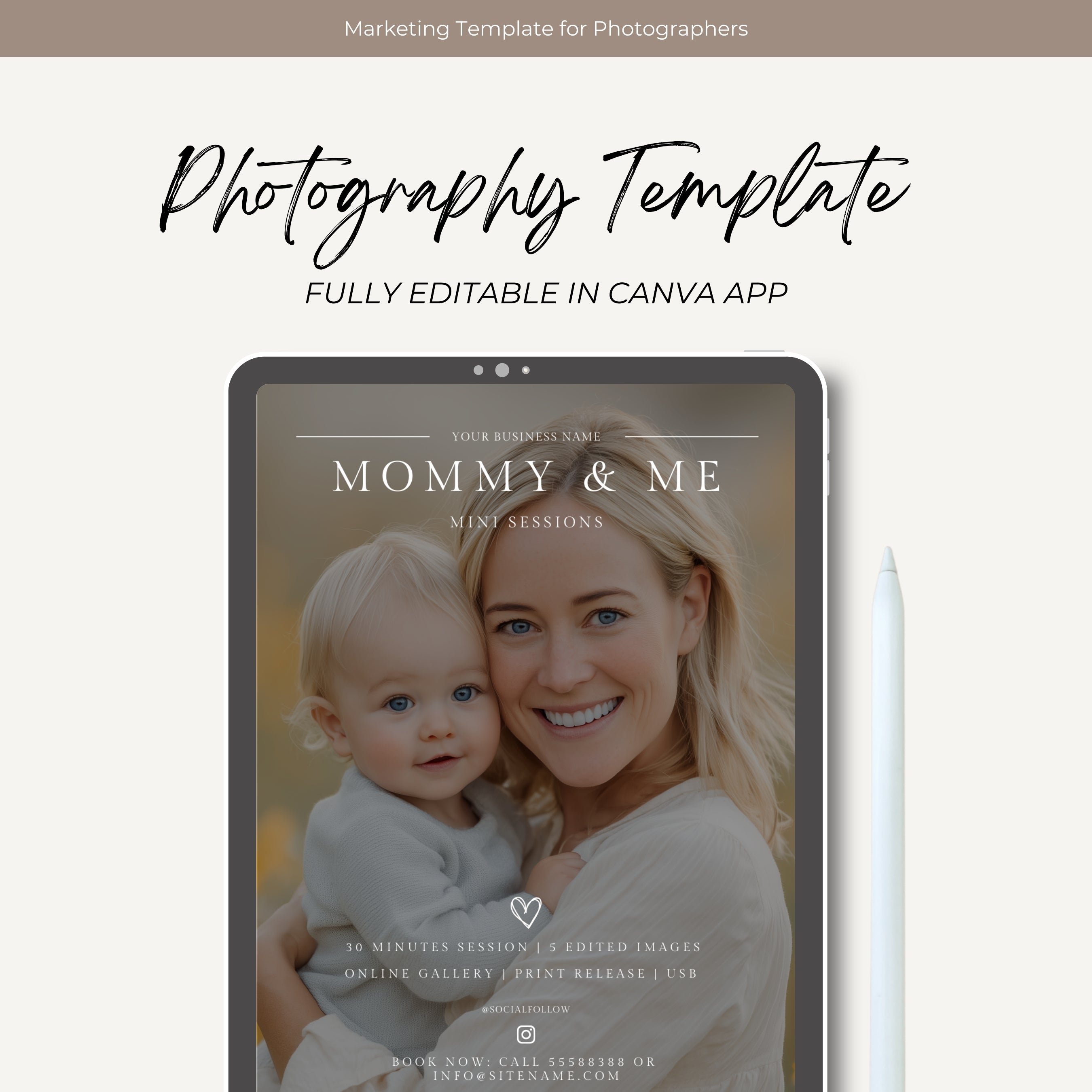 Mothers Day Mini Sessions Photography Editable Marketing Board Template
