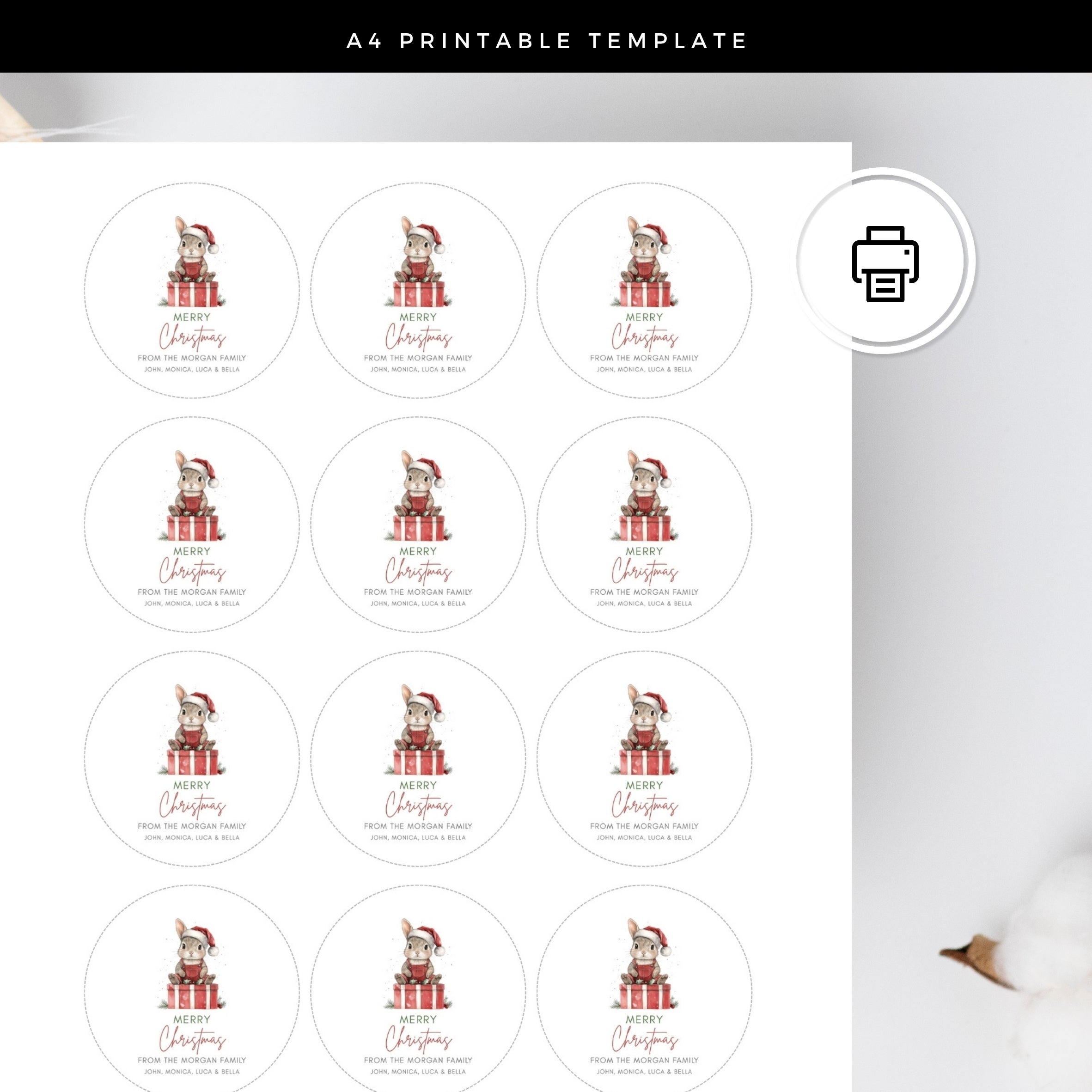 Christmas Favor Round Tag Template