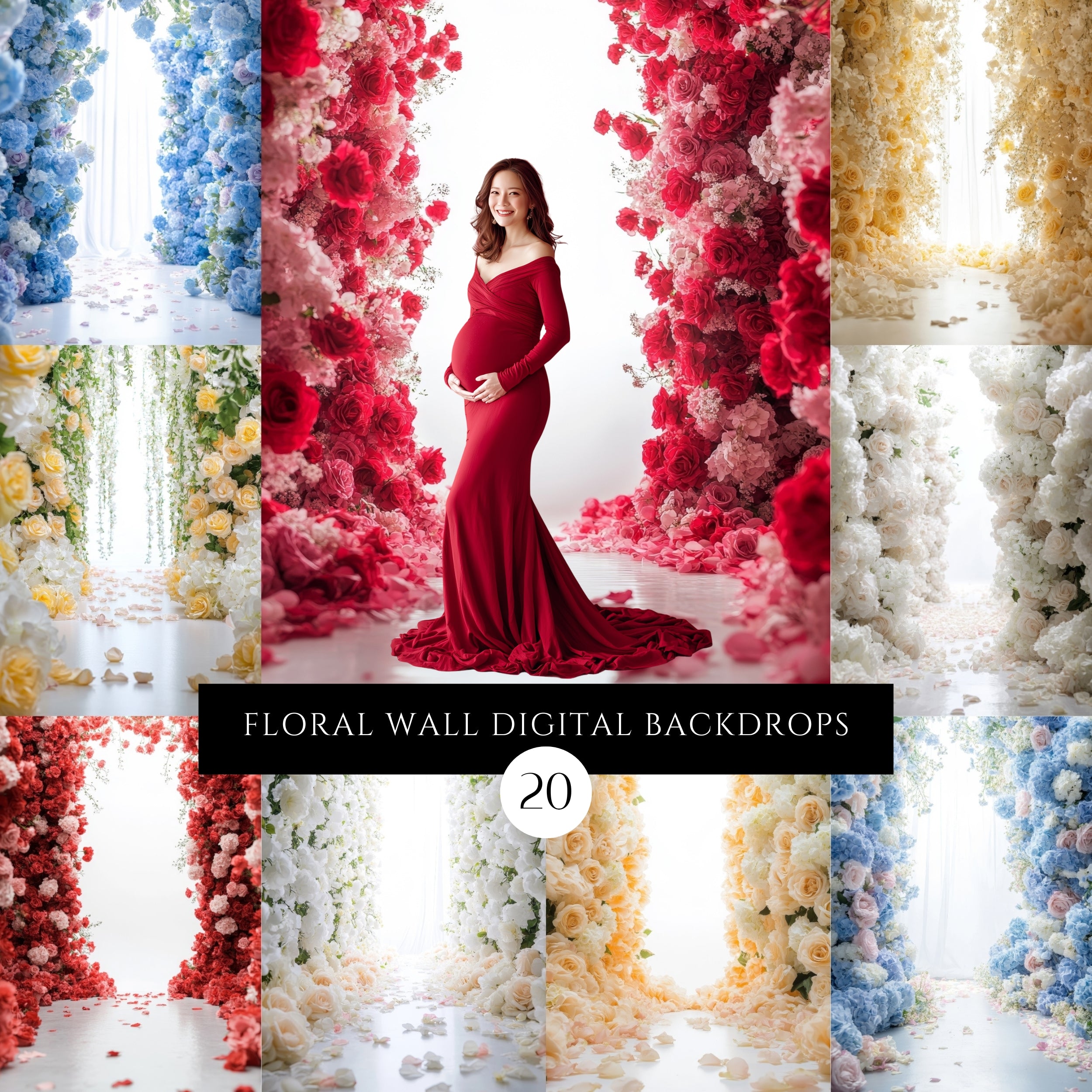 Floral Wall Digital Backdrops