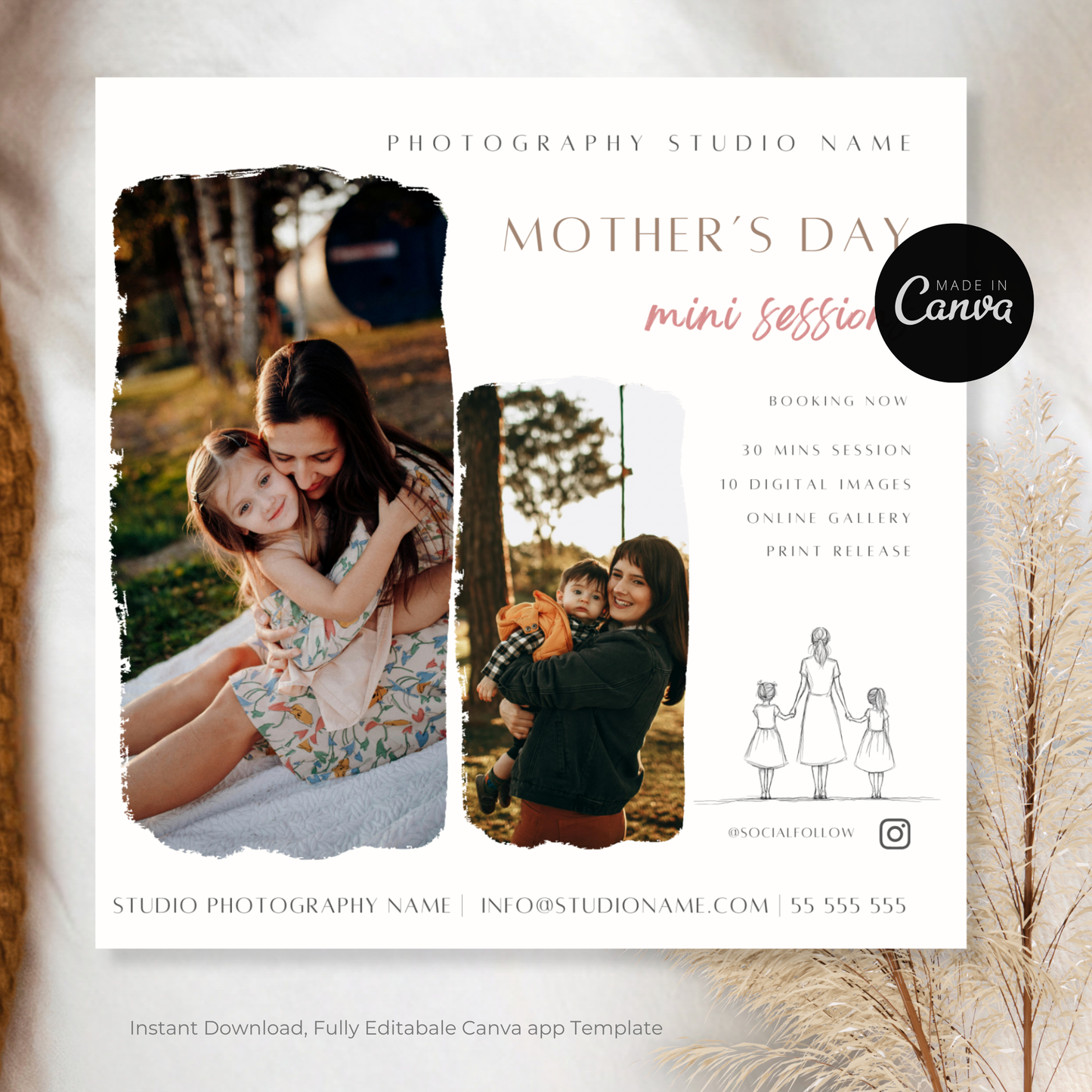 Mother's Day Mini Session Bundle Photography CANVA Template