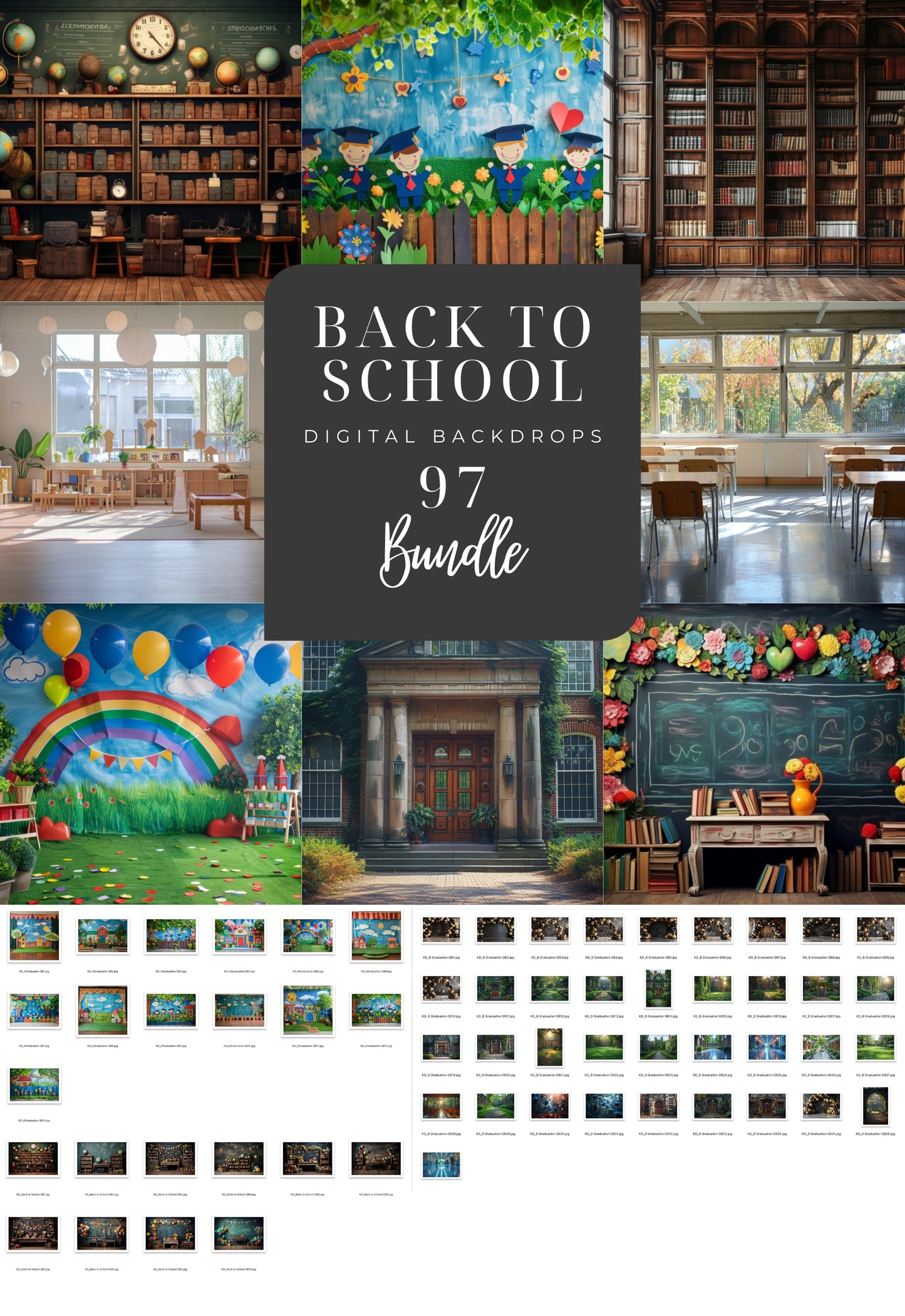 Bundle Back to School Digital Backdrops