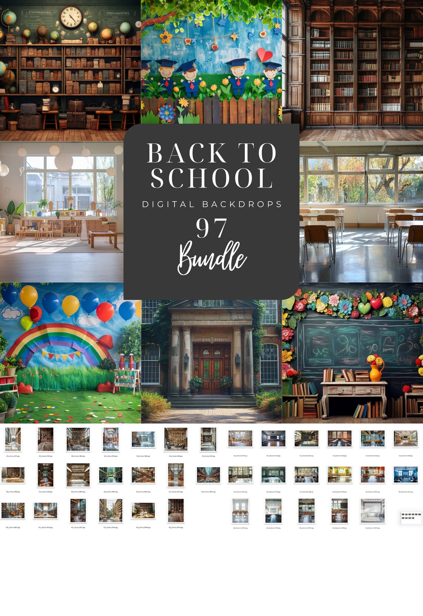 Bundle Back to School Digital Backdrops