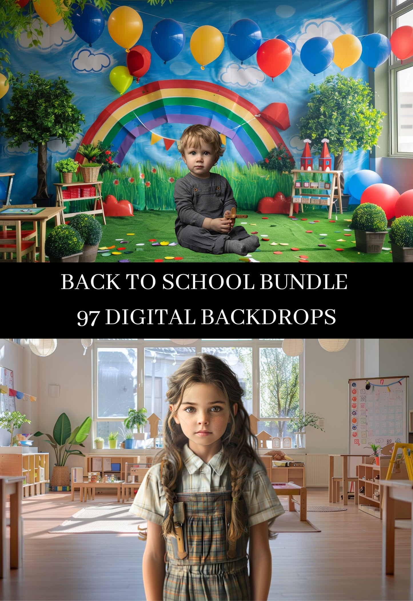 Bundle Back to School Digital Backdrops