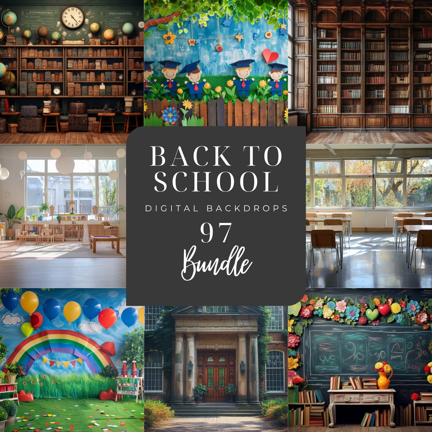 Bundle Back to School Digital Backdrops