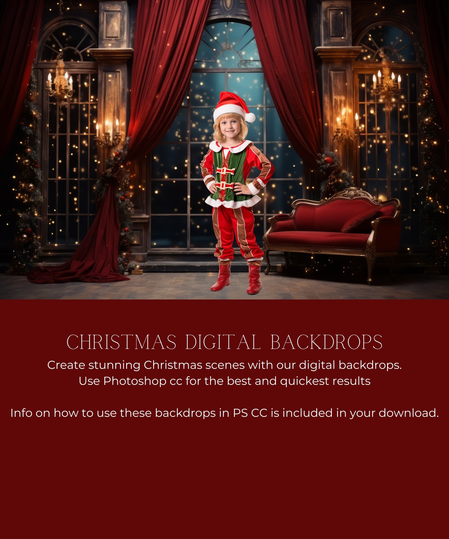 Red Christmas Digital Backdrops