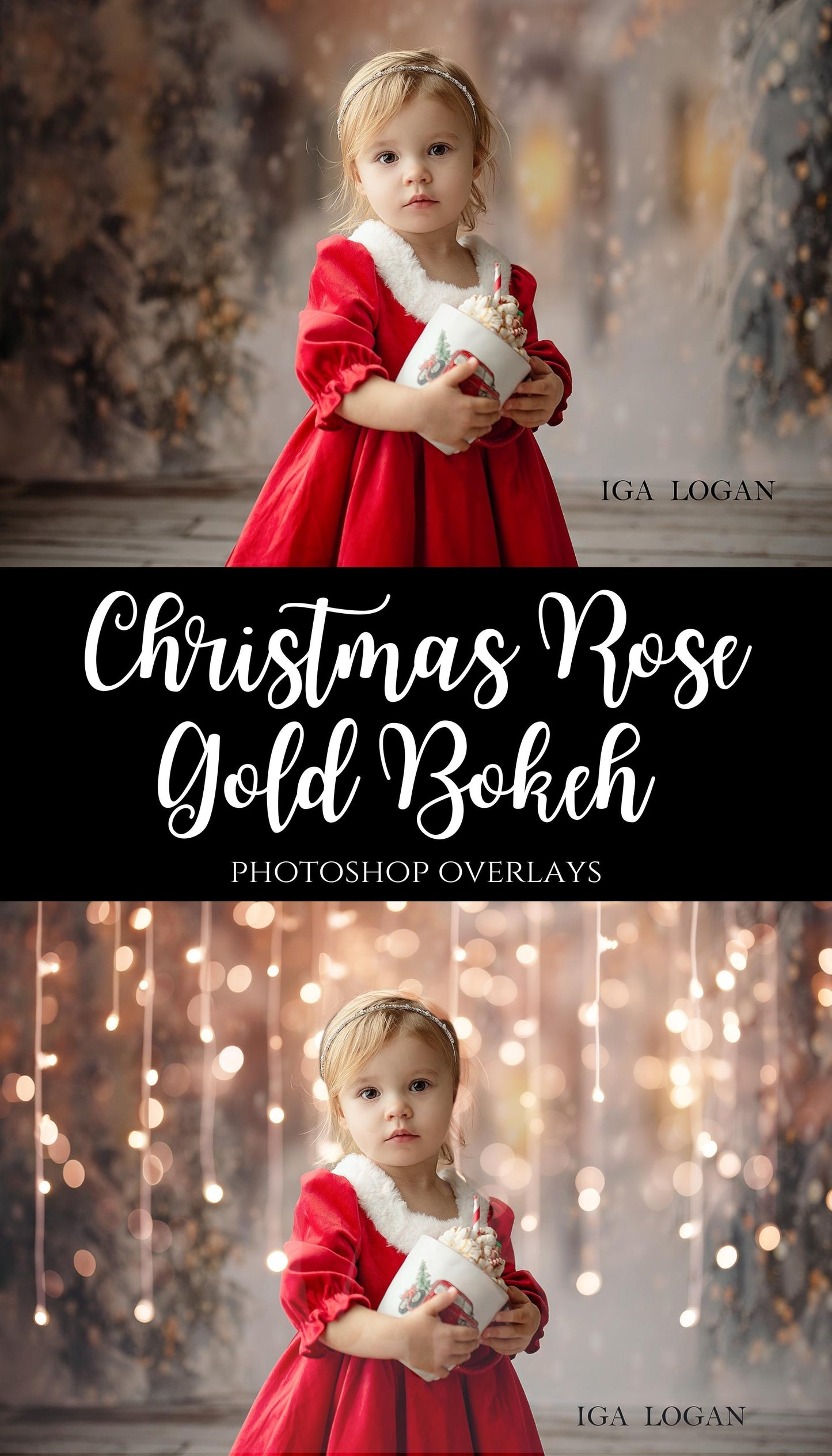 Rose Gold Bokeh Light Christmas Overlays