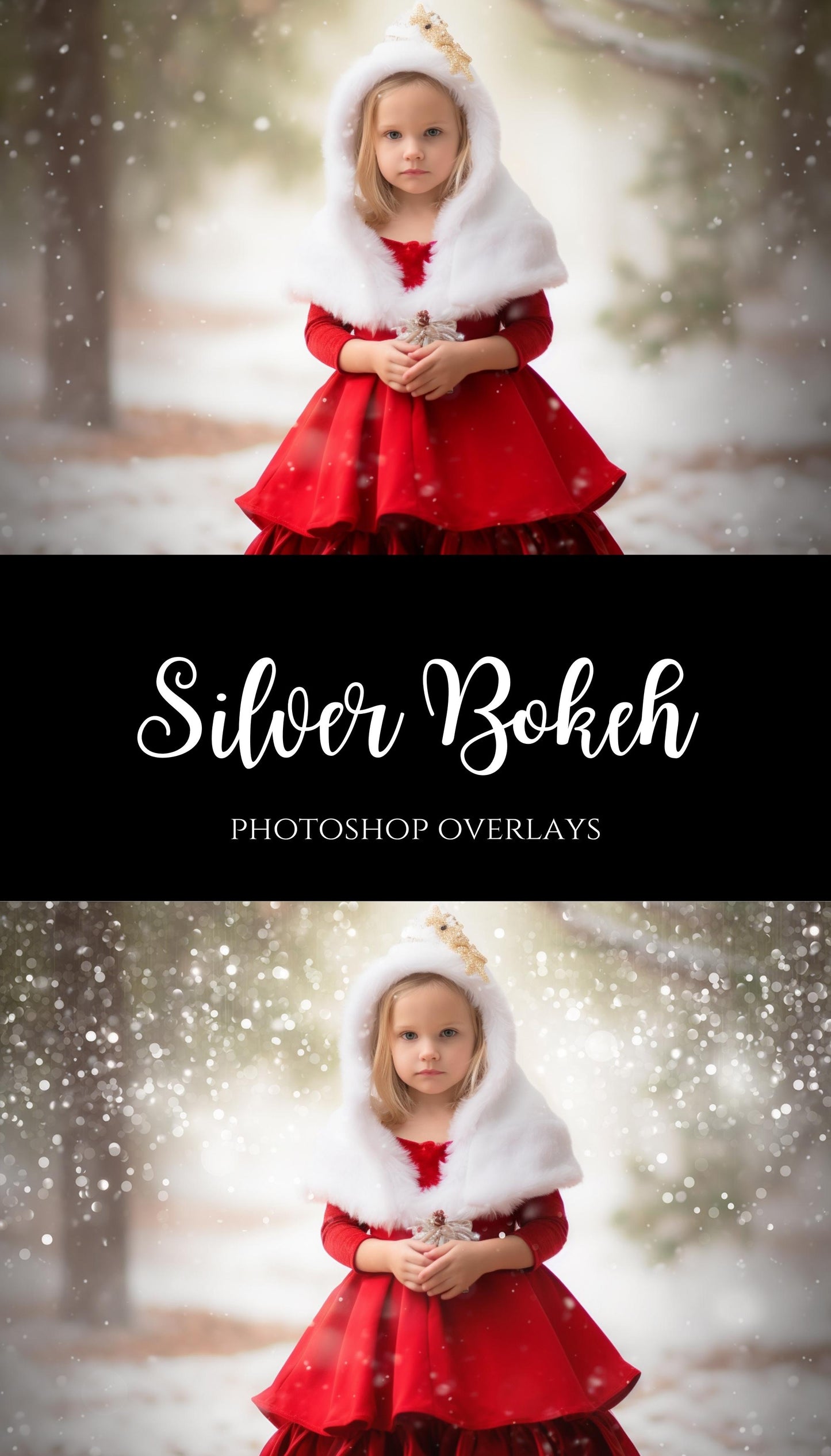 Silver Bokeh Light Christmas Overlays