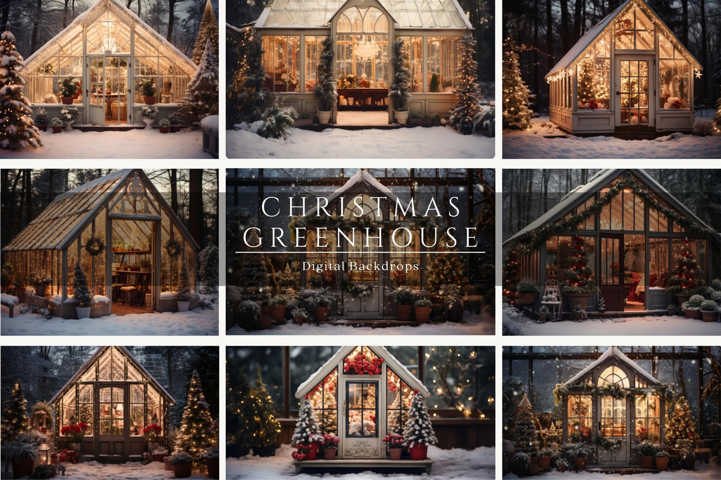 Christmas Greenhouse Digital Backdrops