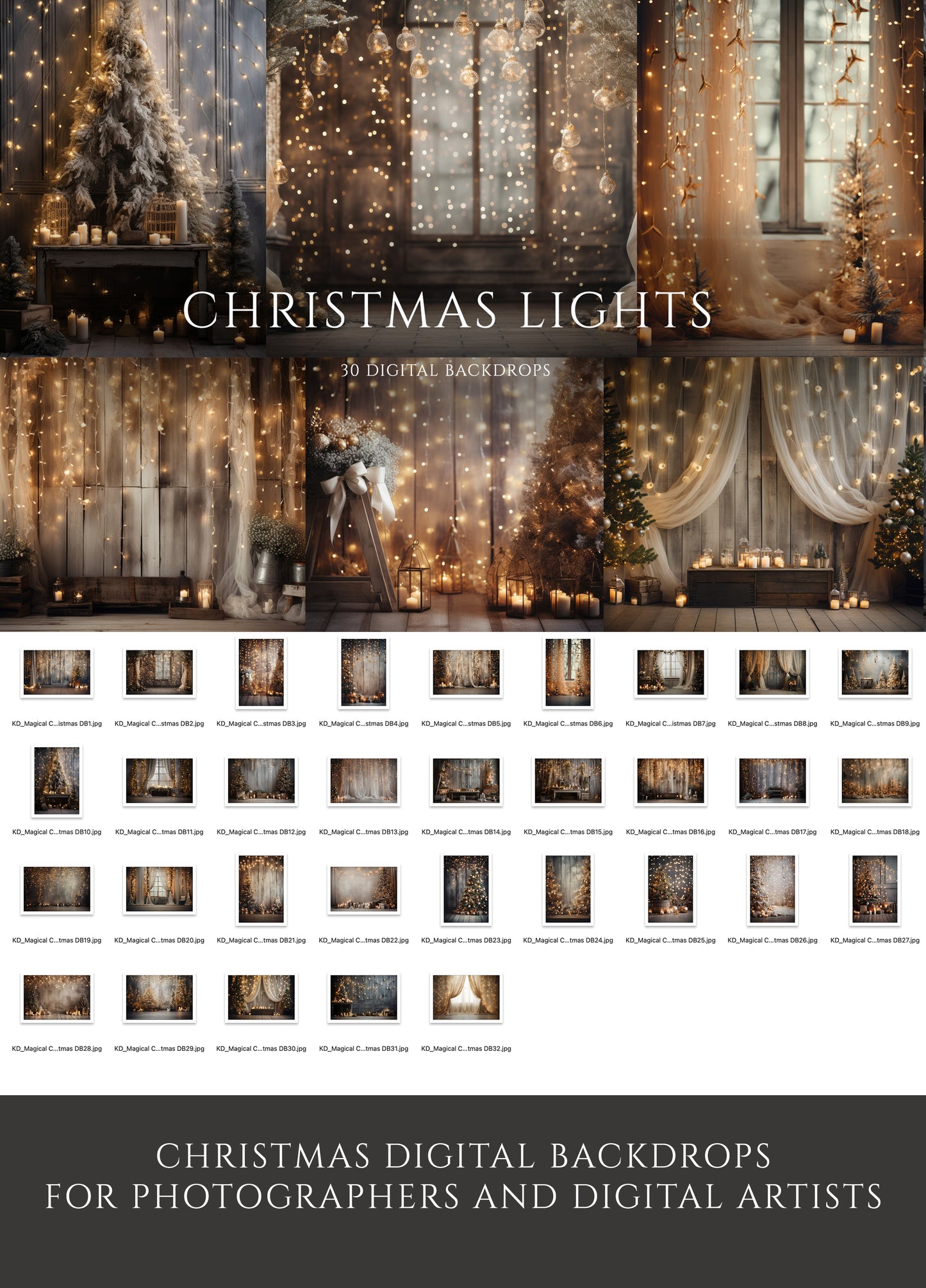 Christmas Bokeh Light Digital Backdrop