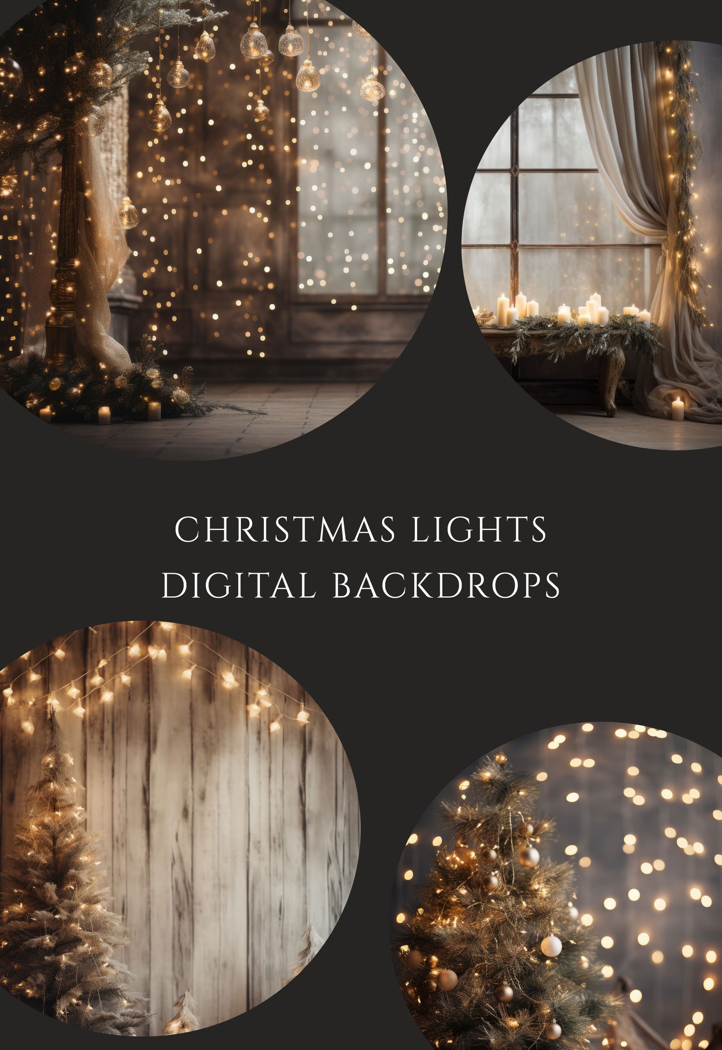 Christmas Bokeh Light Digital Backdrop