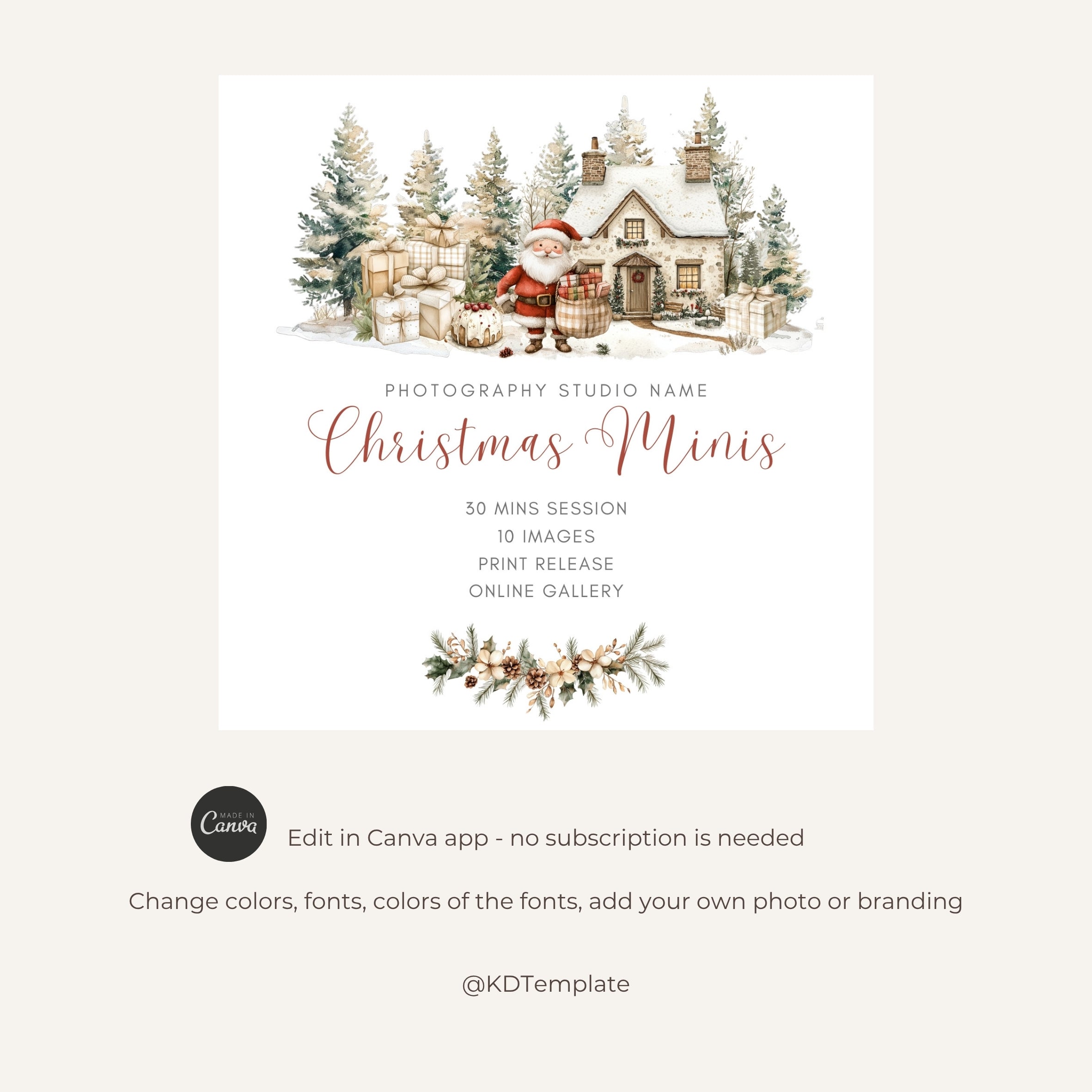 Christmas Mini Session Canva Template