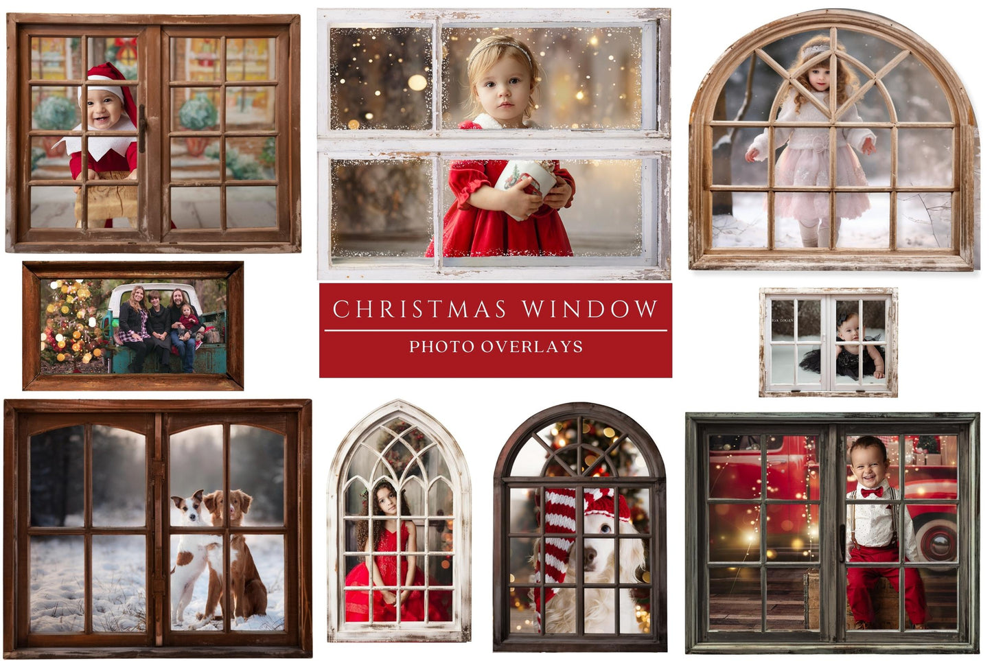 Christmas Window Frame Photo Overlays