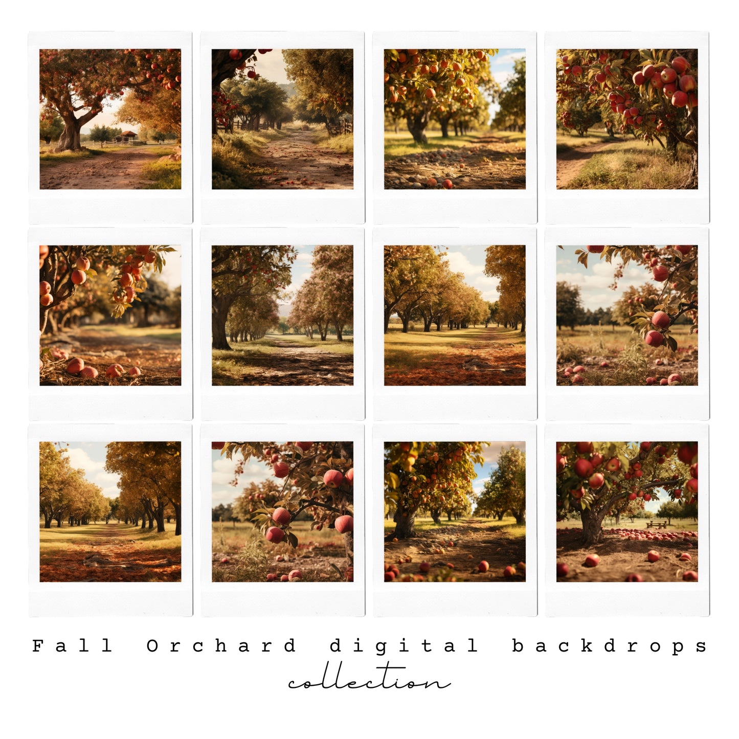 Fall Apple Orchard Digital Backdrops