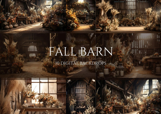 Fall Barn Digital Backdrops