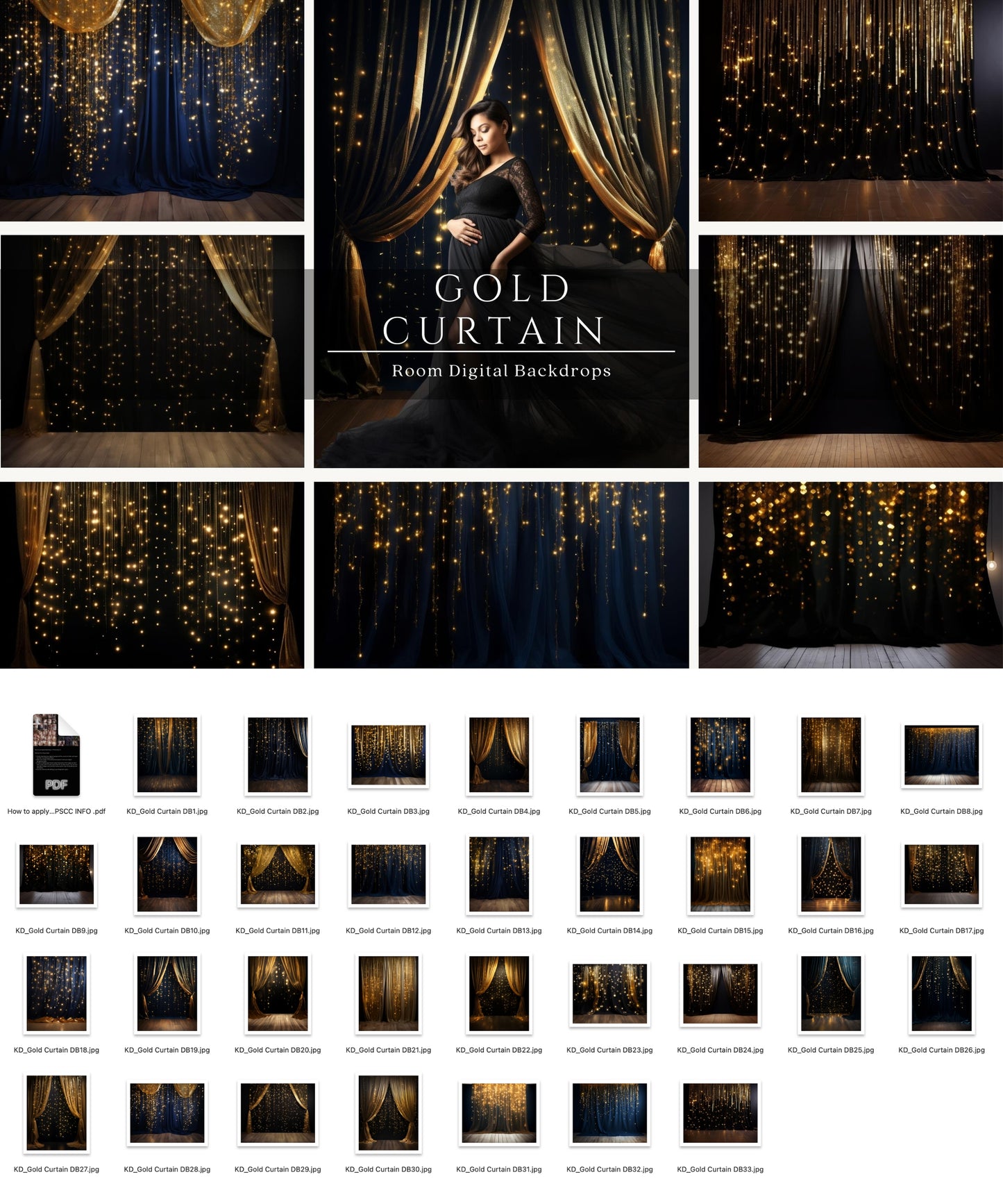 Gold Curtain Wall Digital Backdrops for Composite Photography