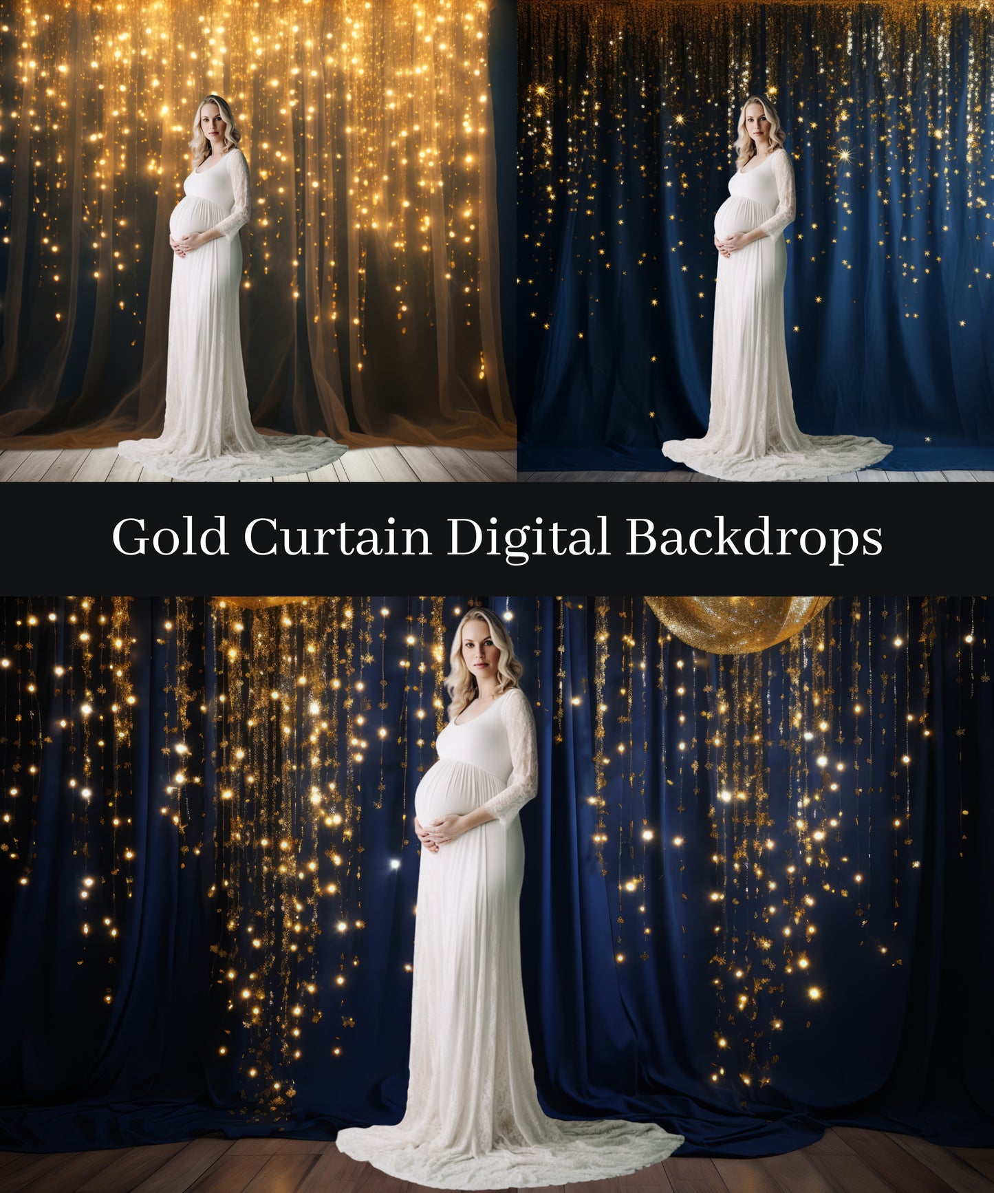 Gold Curtain Wall Digital Backdrops for Composite Photography