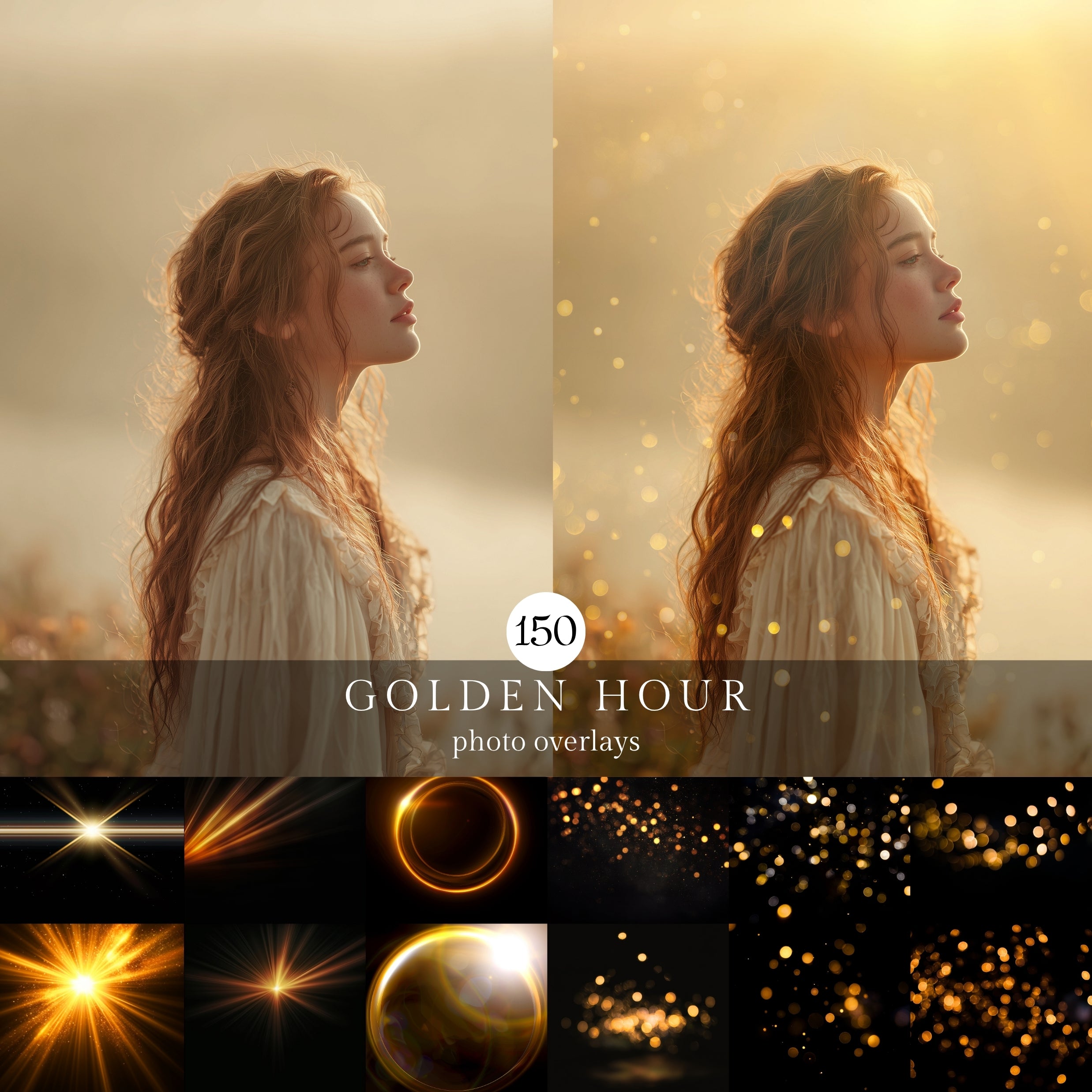 50 Golden Hour Bokeh Light Photo Overlays