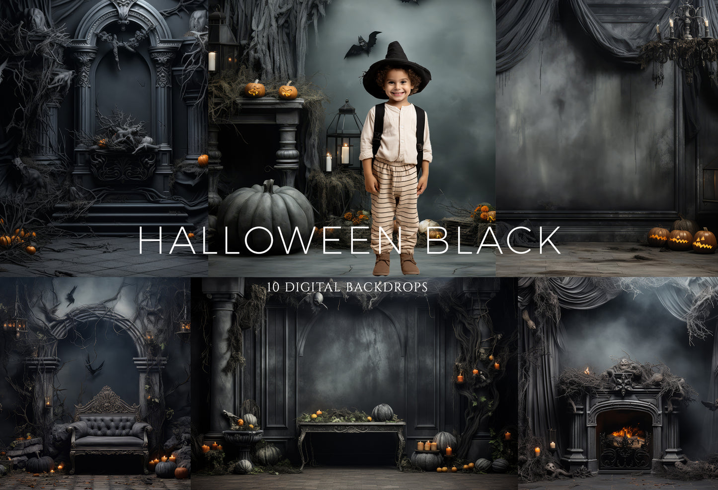 Halloween Black Digital Backdrops