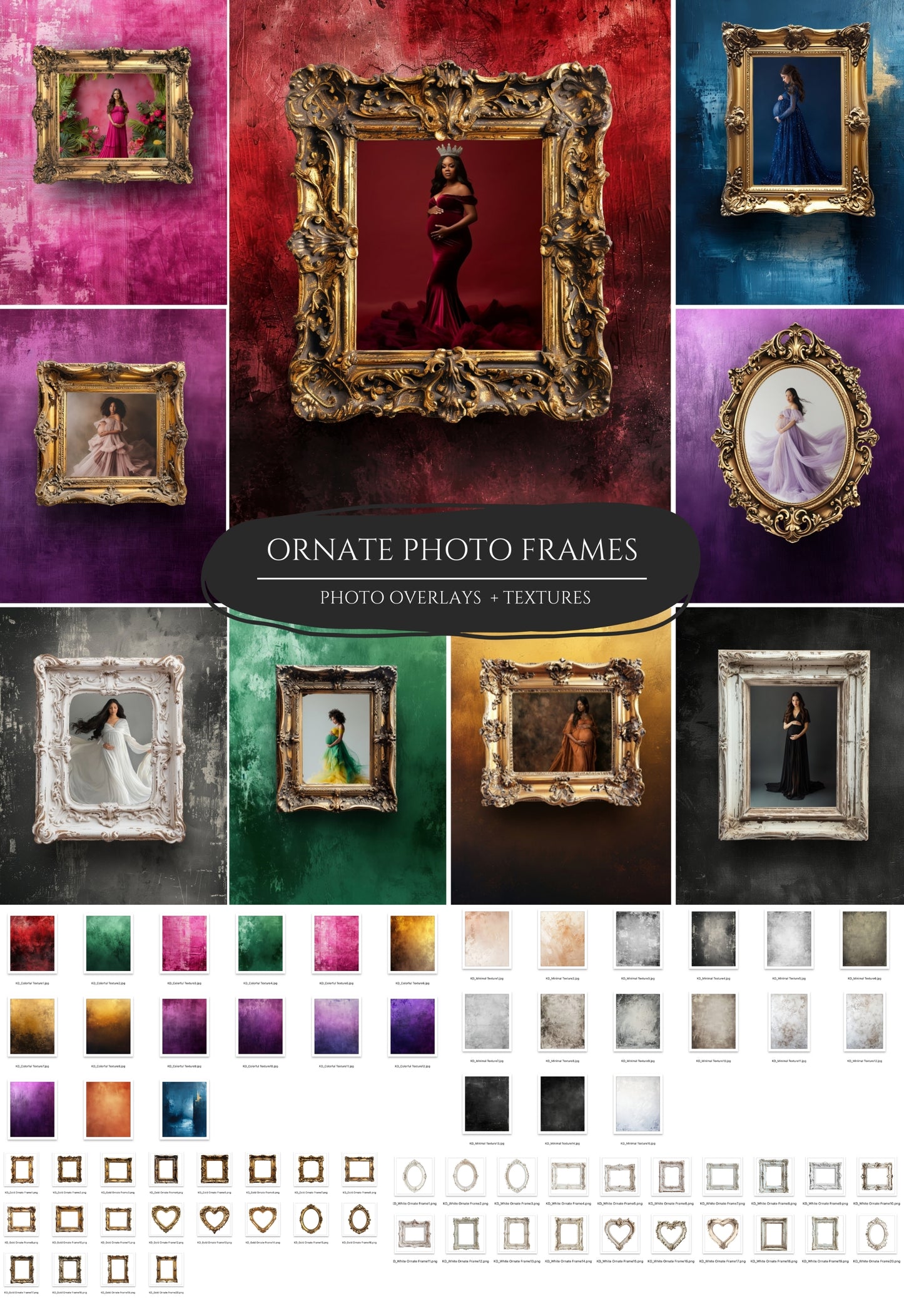 Ornate Frames Bundle Colorful Fine Art Textures