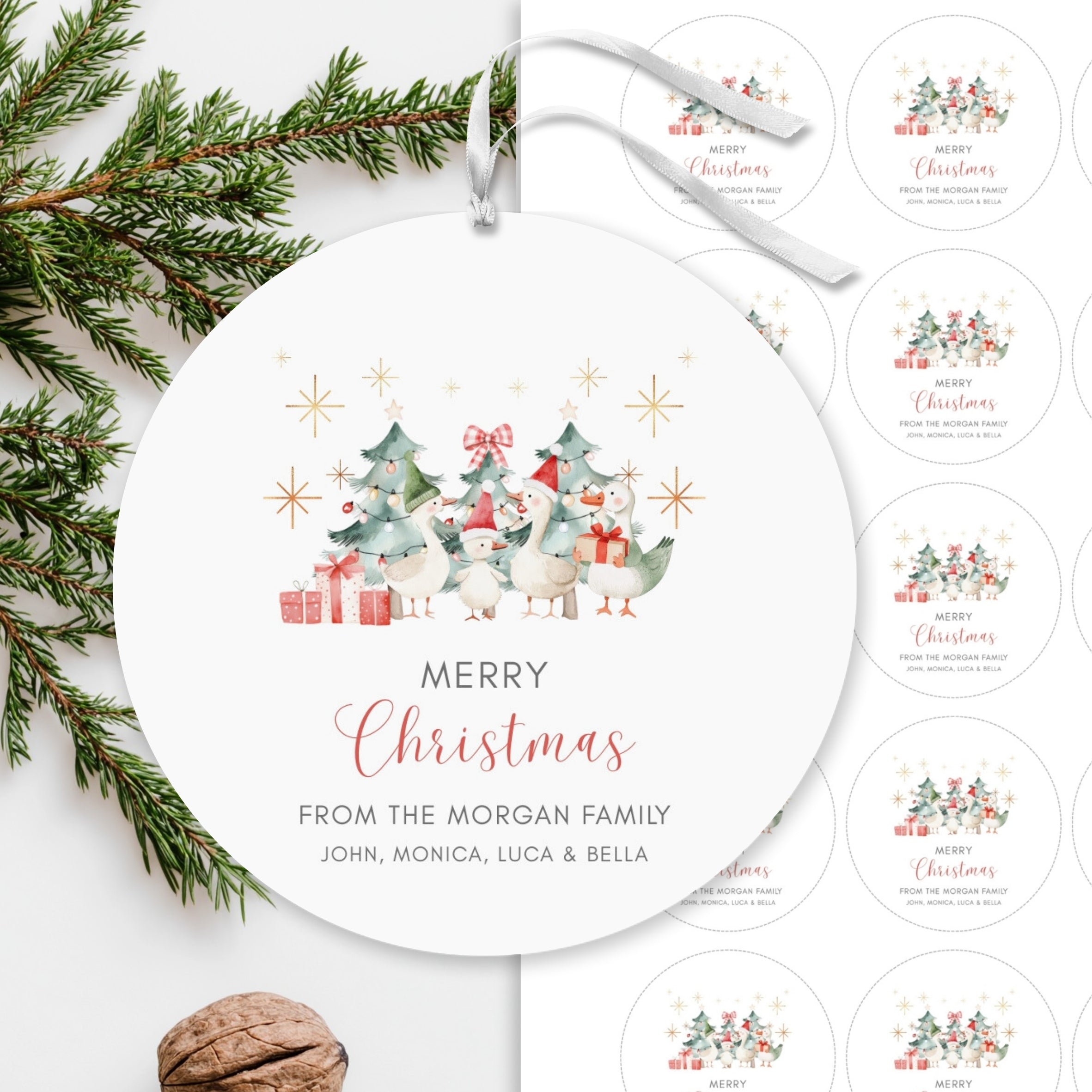 Christmas Favor Round Tag Template