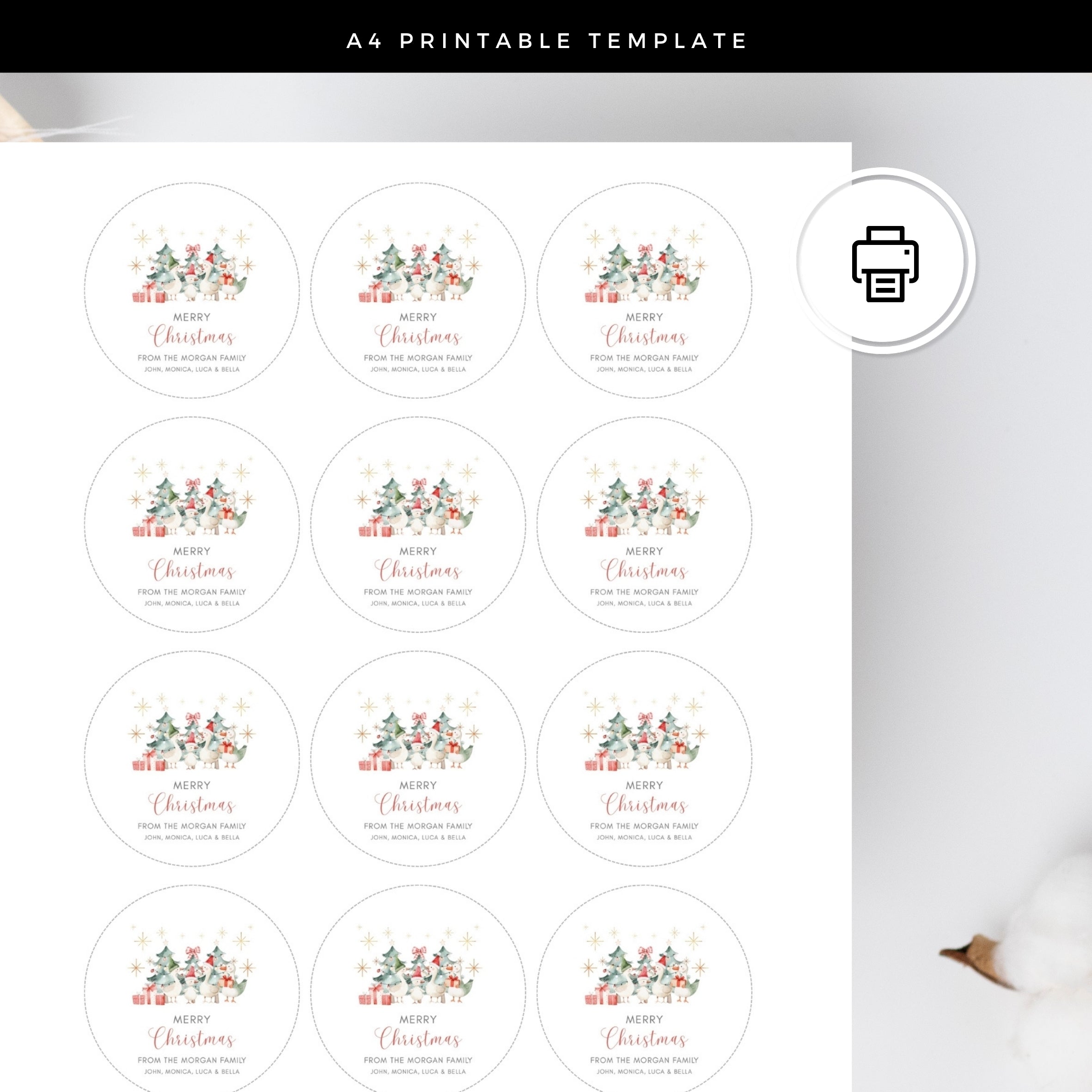 Christmas Favor Round Tag Template