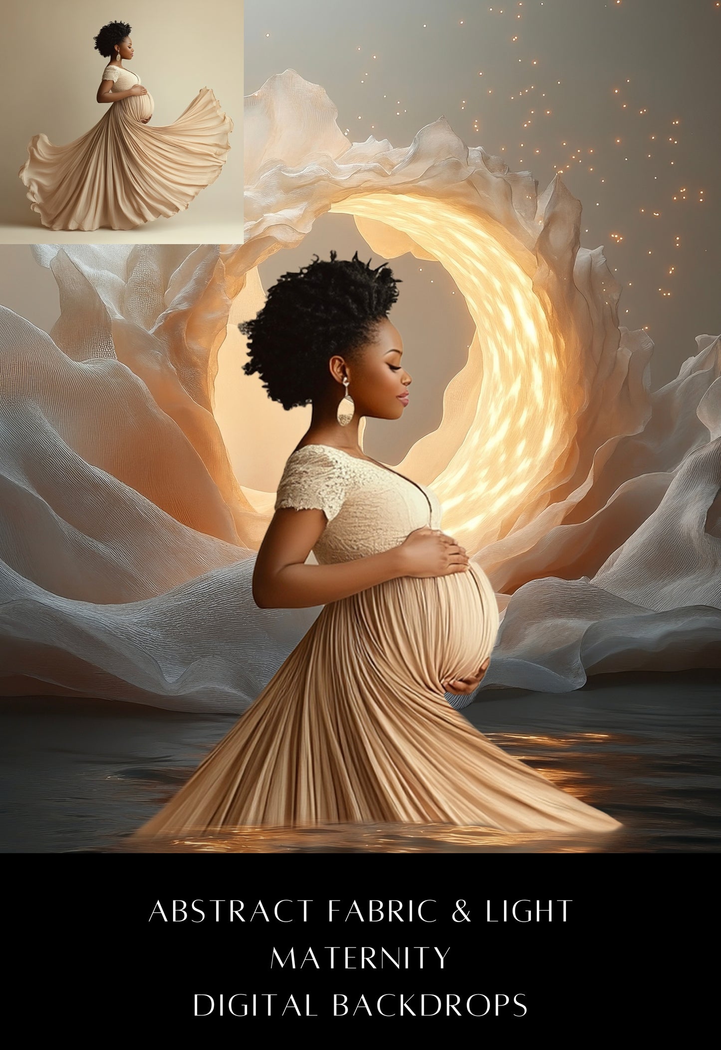 Abstract Fabric and Light Maternity Digital Backdrops