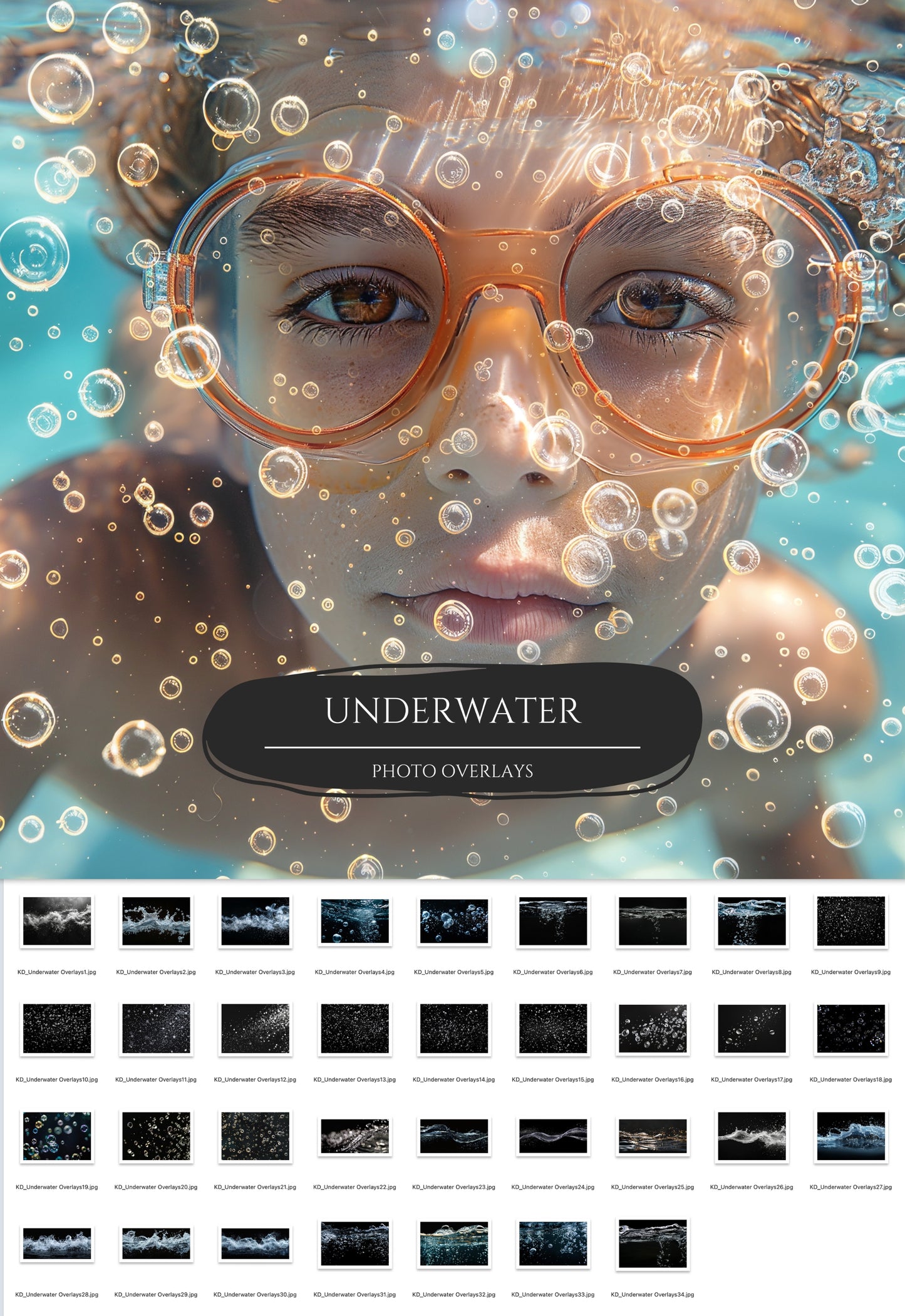 Underwater Bubbles and Water Splash Photoshop Overlays