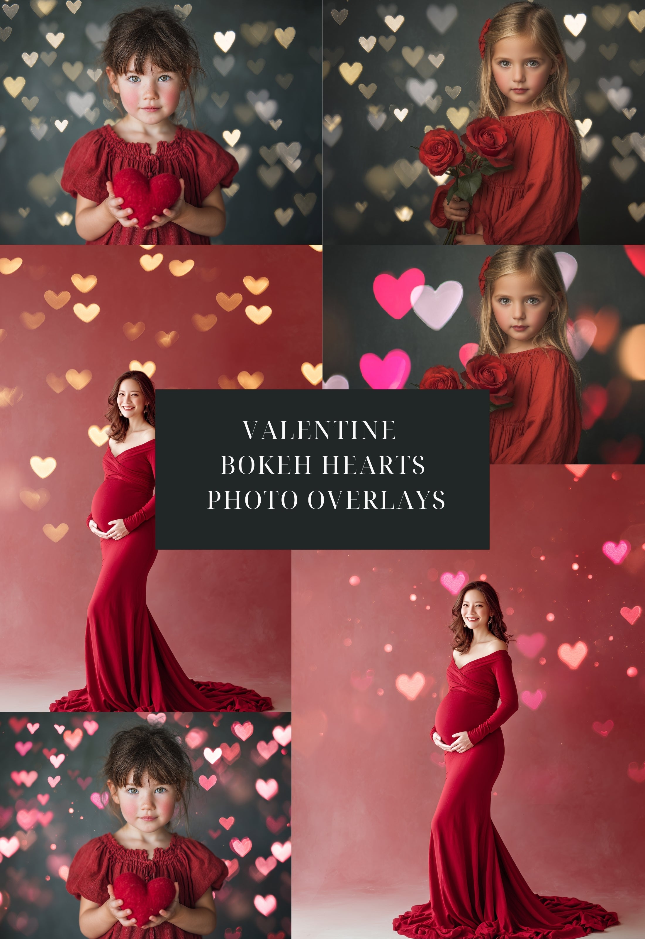 Red Rose Petals Valentine Photo Frame PNG Overlays