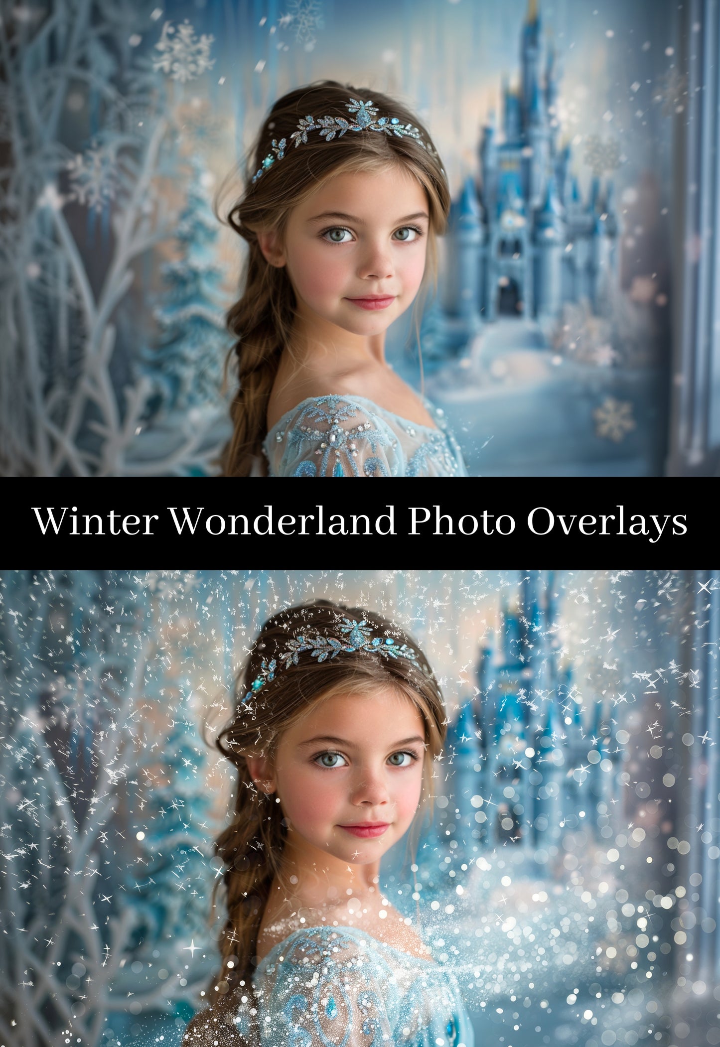 White Winter Wonderland Snow Bokeh Glitter Photoshop Overlay Effect