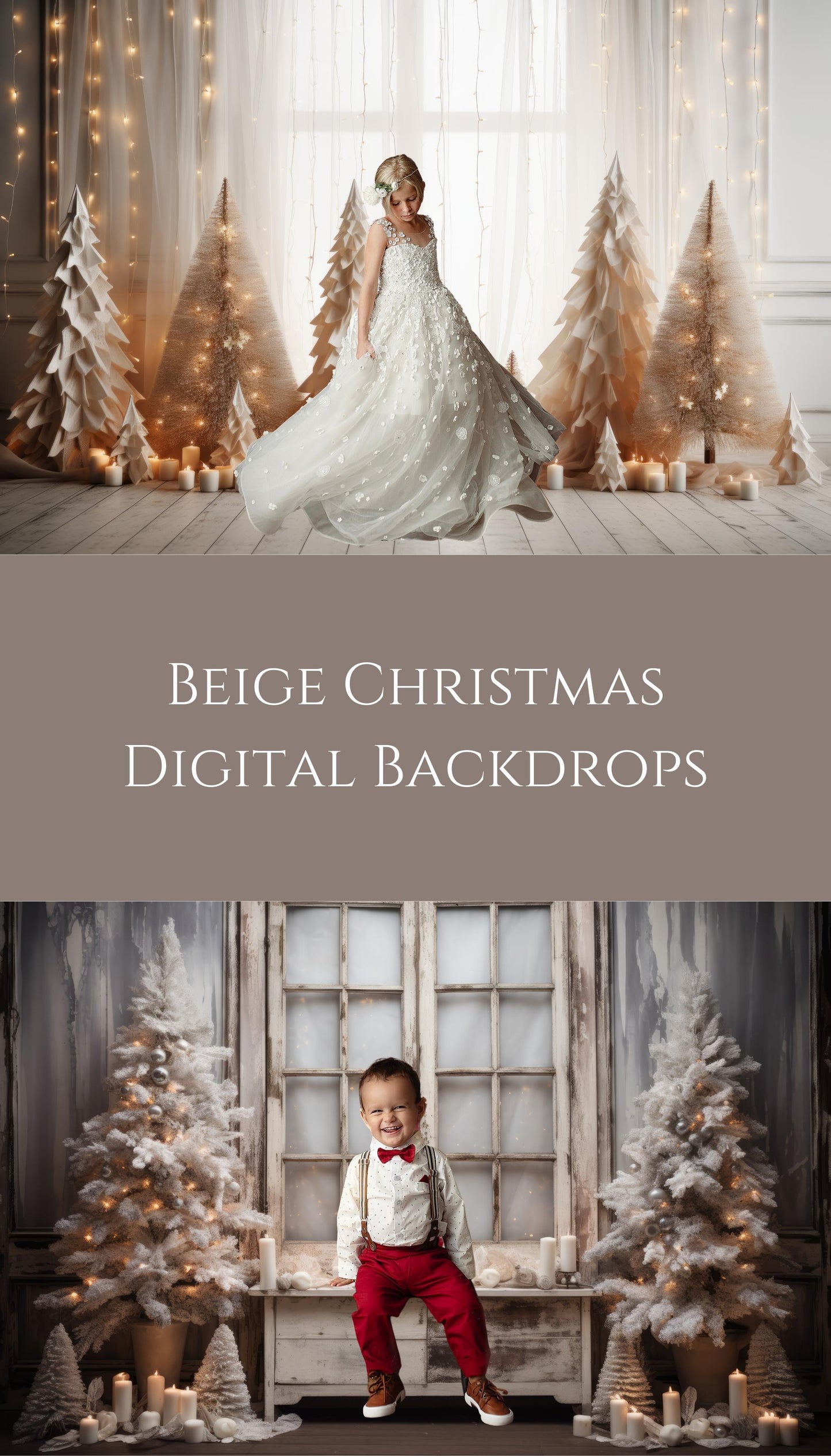 Beige Christmas Digital Backdrops