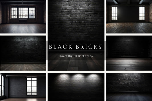 Black Bricks Room Digital Backdrops