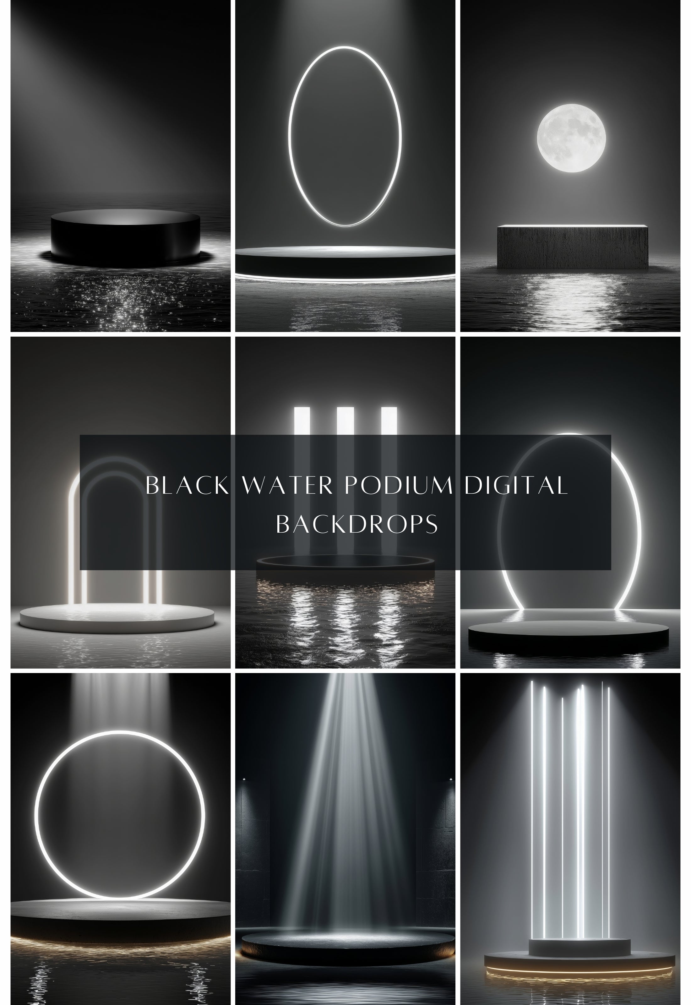Black Water Podium Digital Backdrops