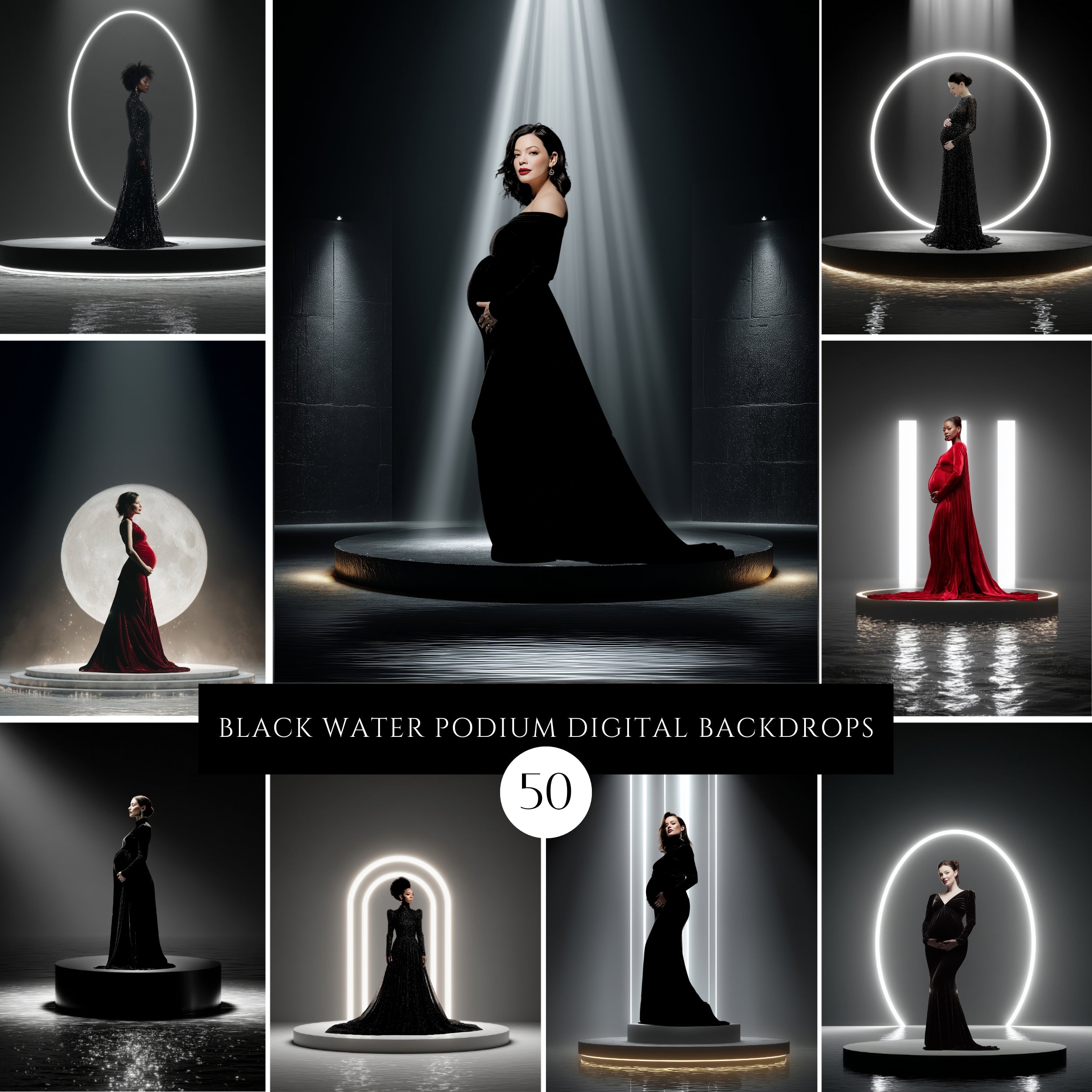 Black Water Podium Digital Backdrops