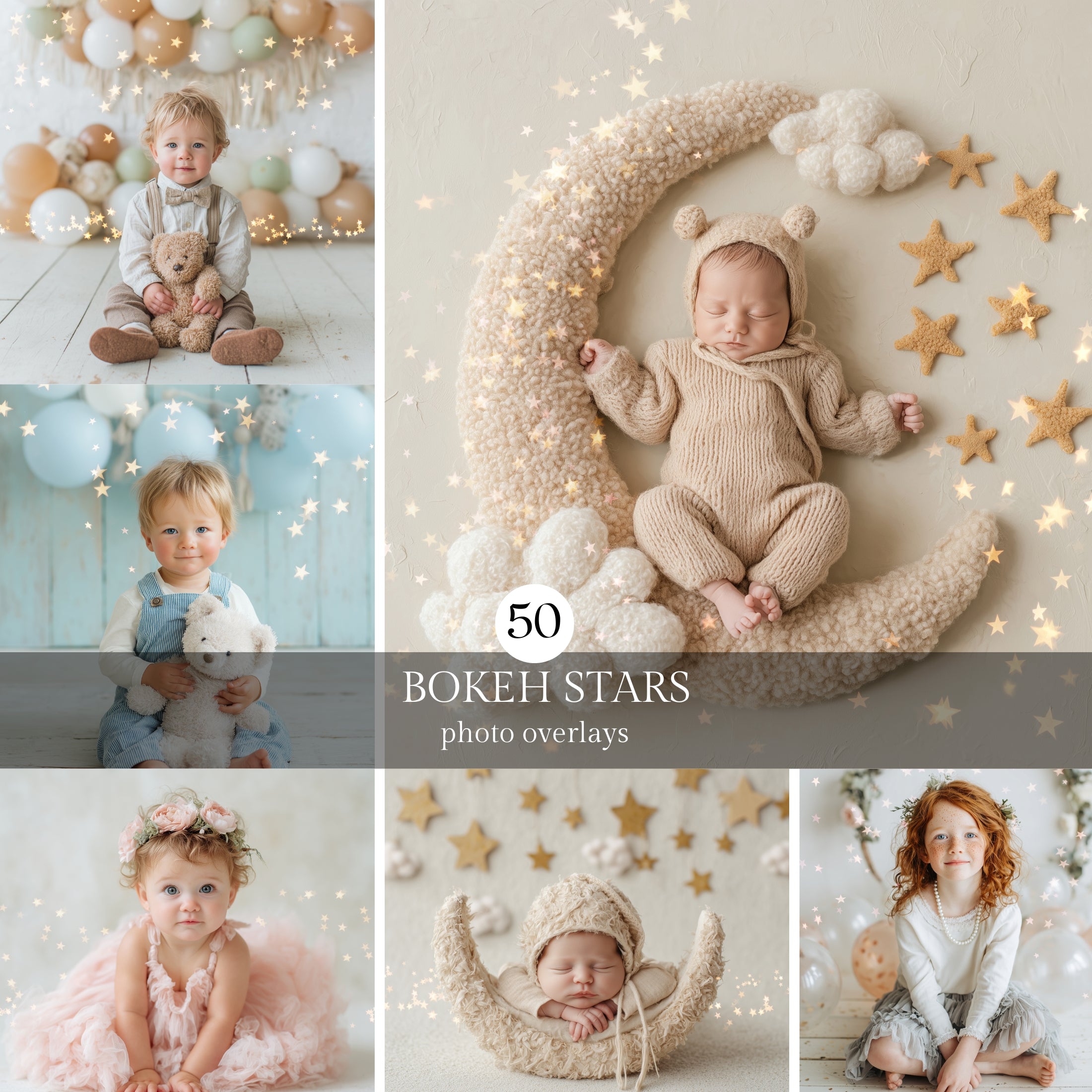 Gold Bokeh Stars Photo Overlays