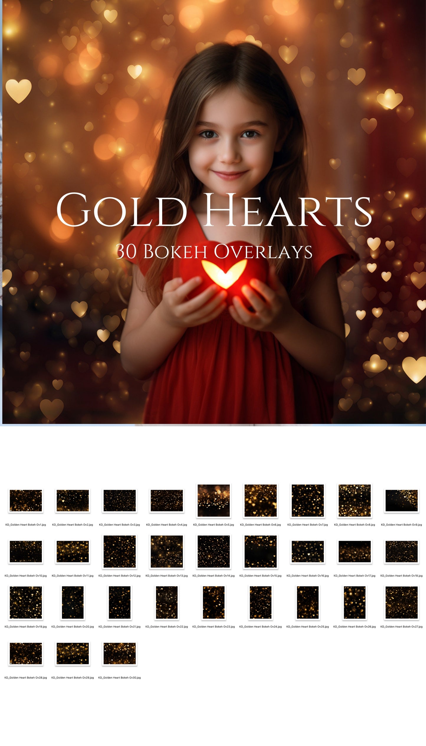 Golden Hearts Light Overlays