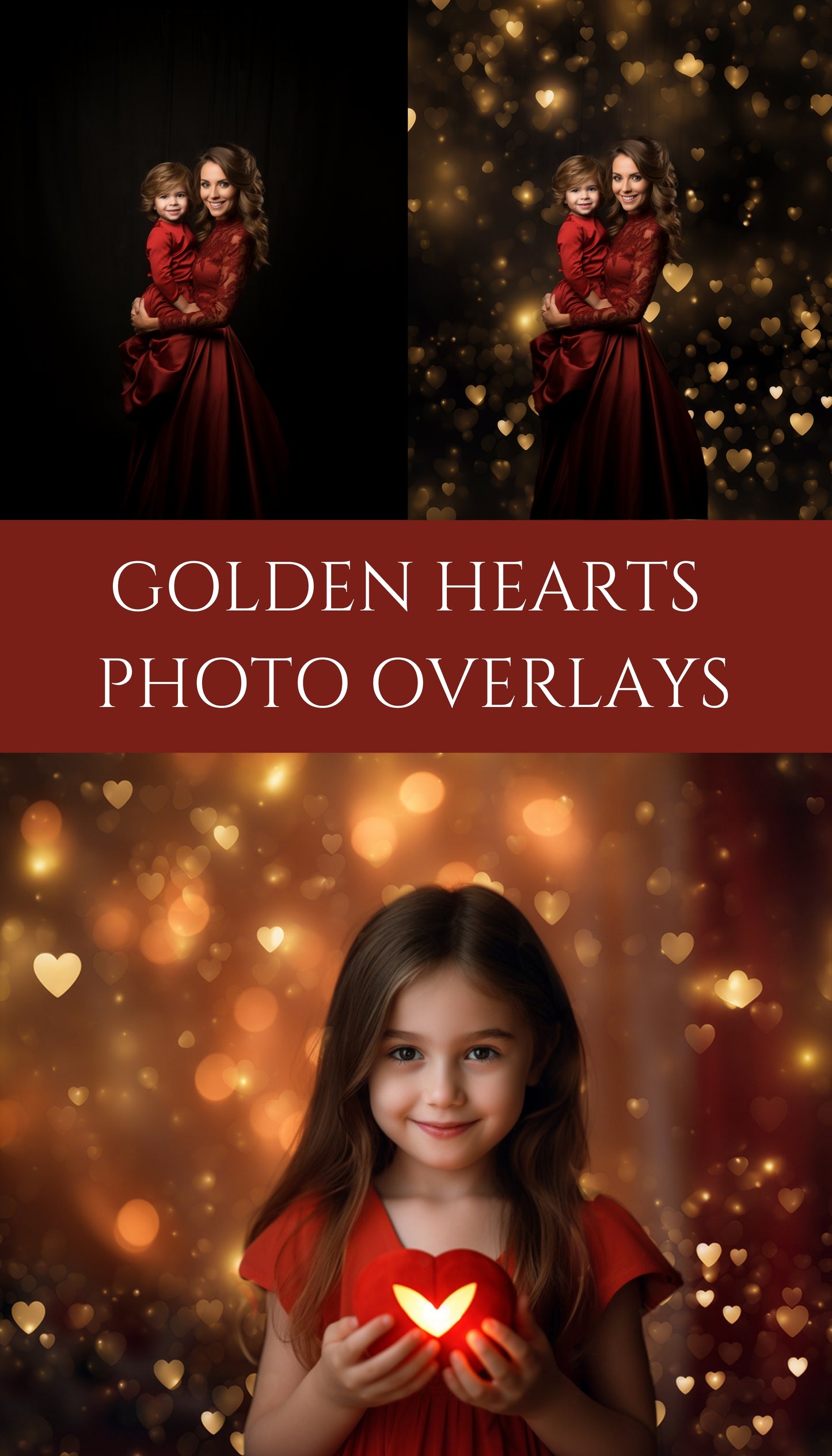 Golden Hearts Light Overlays