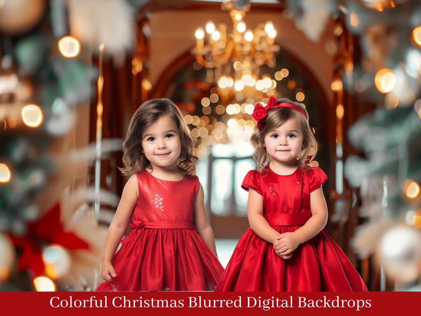 Colorful Christmas Blurred Digital Backdrop Overlays