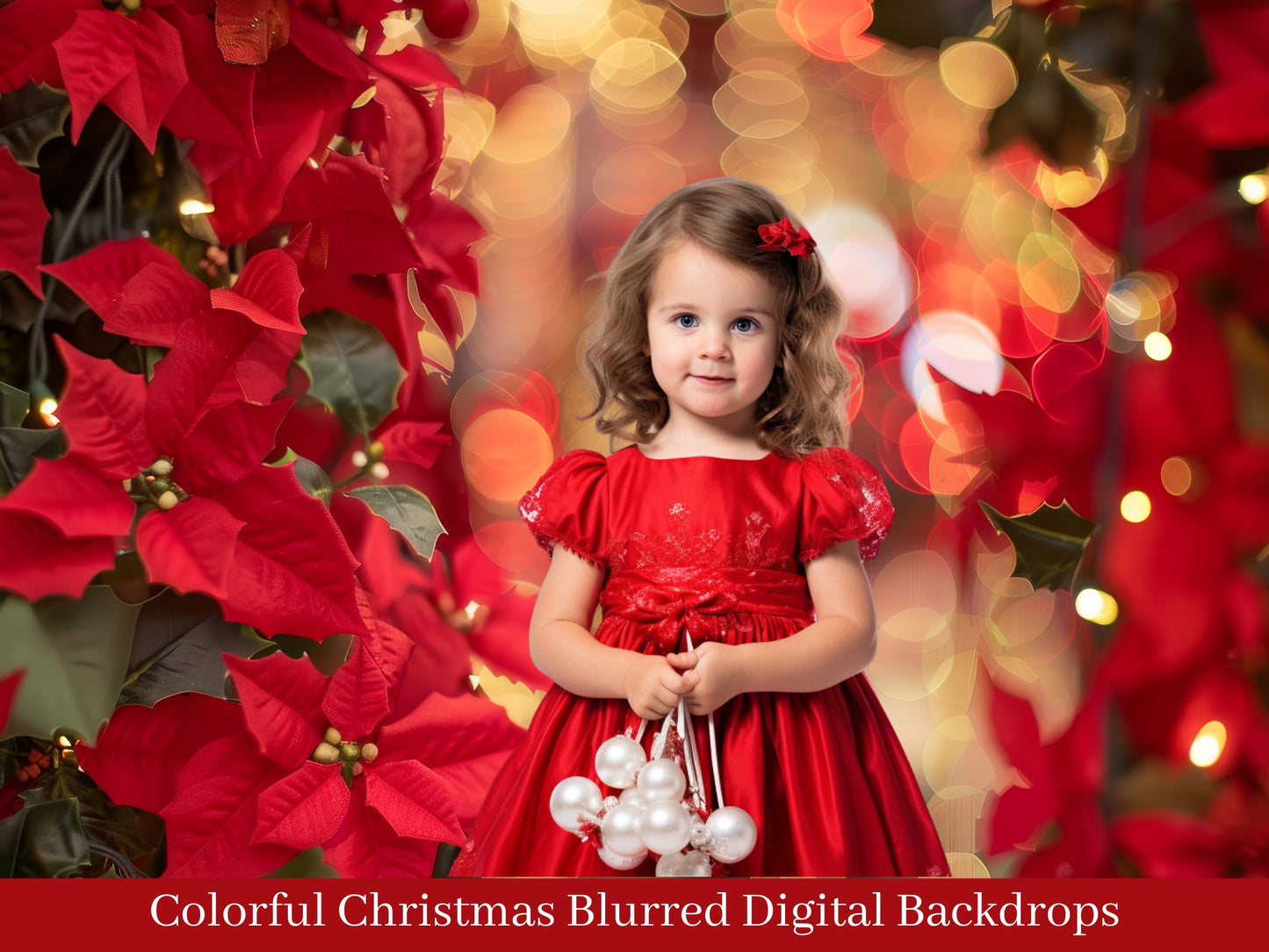 Colorful Christmas Blurred Digital Backdrop Overlays