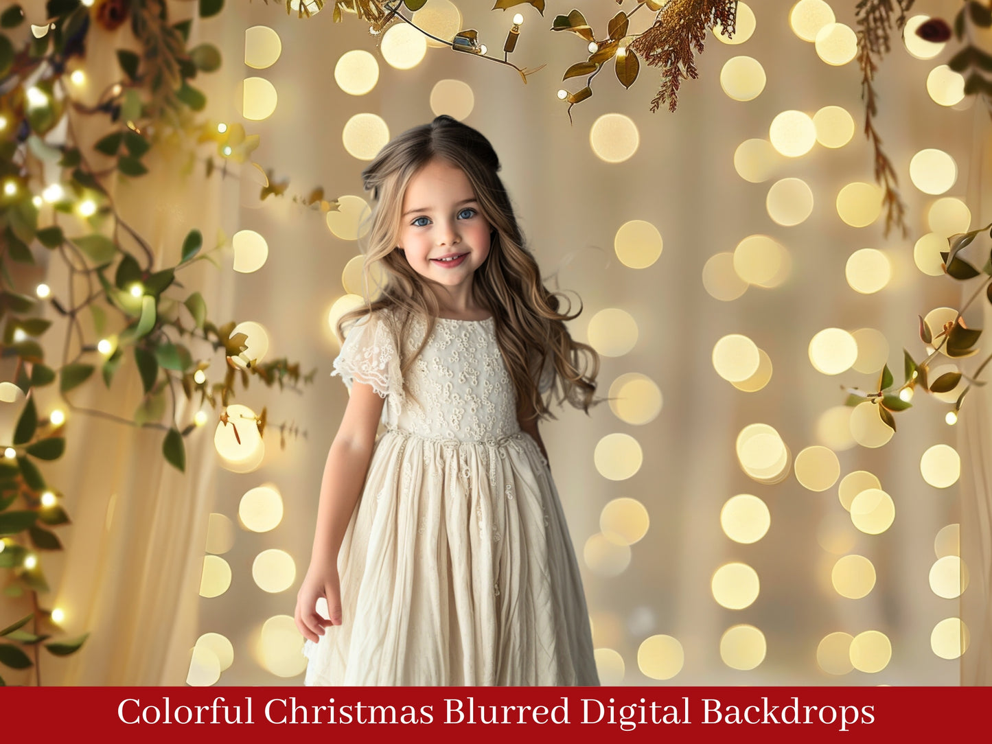 Colorful Christmas Blurred Digital Backdrop Overlays