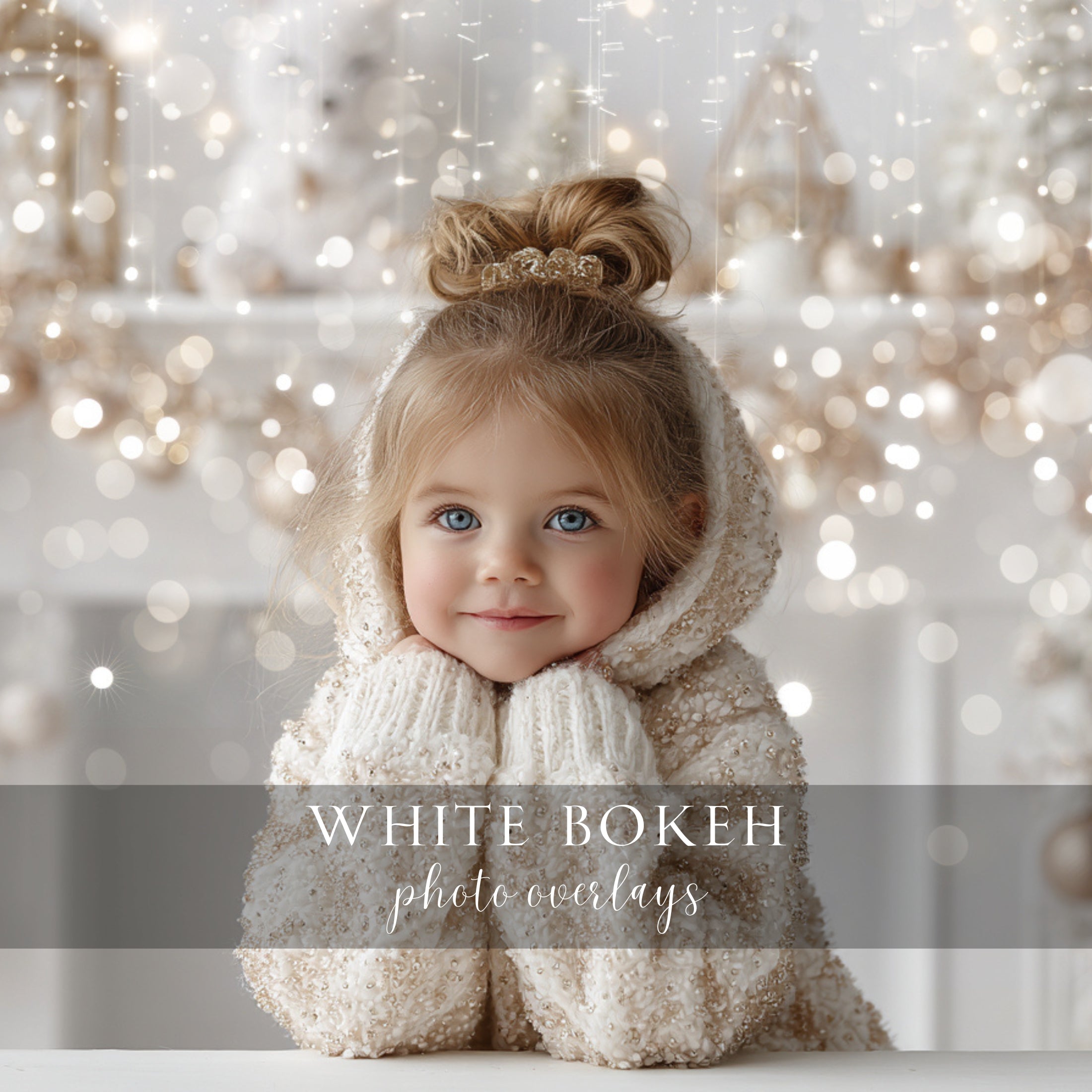White Christmas Bokeh Photo Overlays