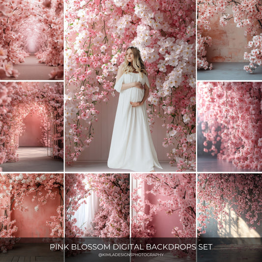 Pink Blossom Maternity Digital Backdrops
