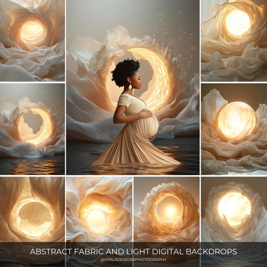 Abstract Fabric and Light Maternity Digital Backdrops